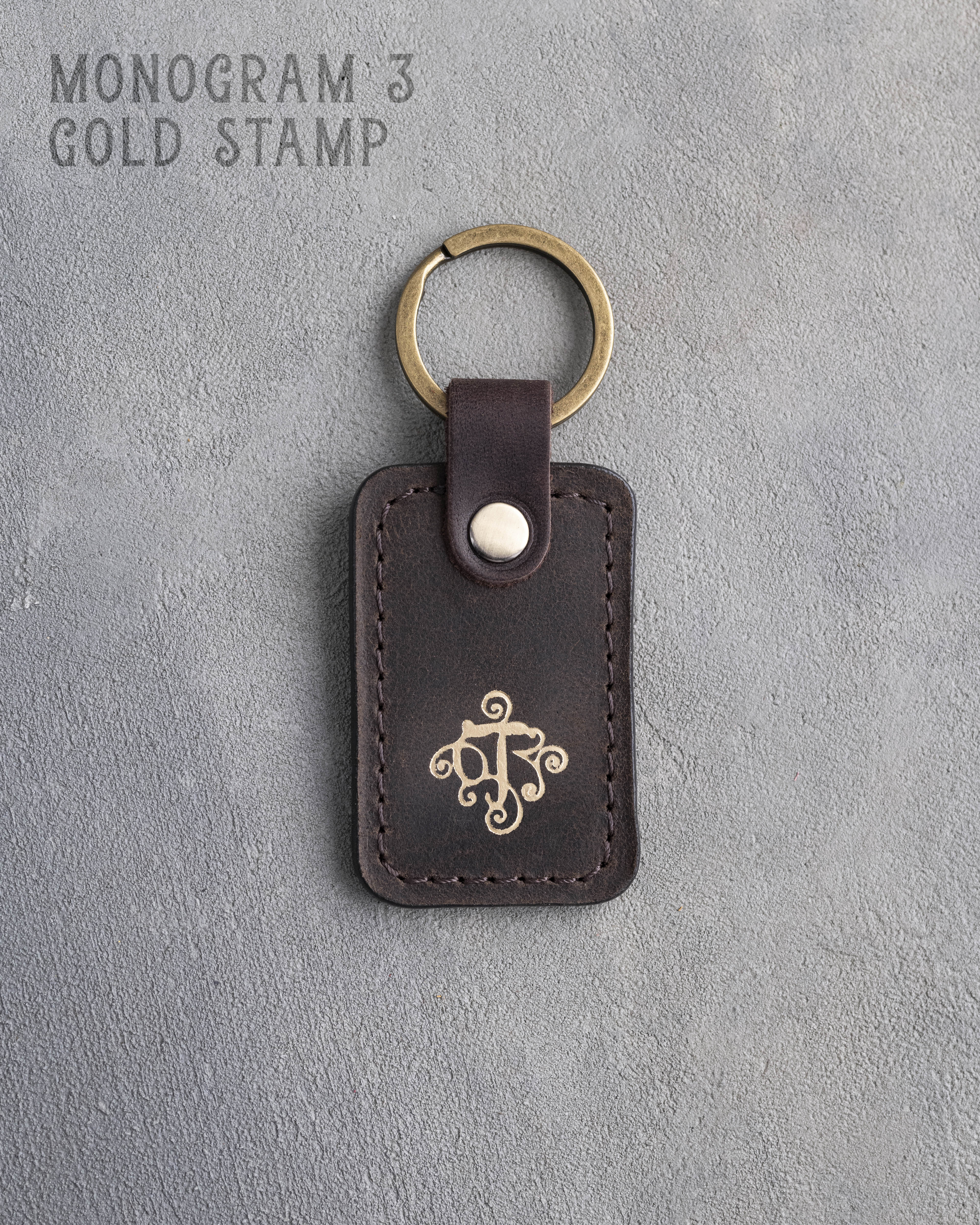 Personalized Leather Keychain in Dark Espresso Leather