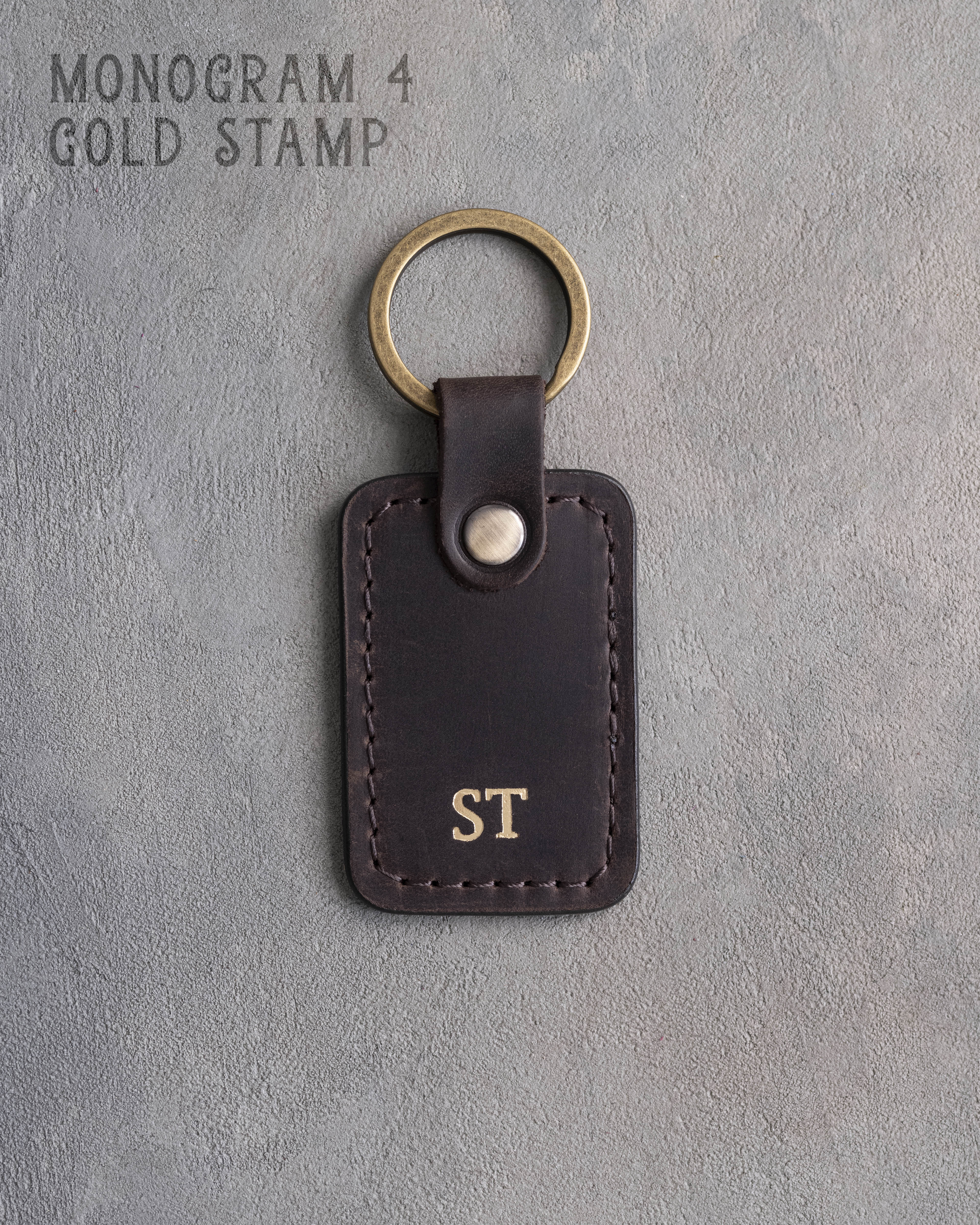 Personalized Leather Keychain in Dark Espresso Leather