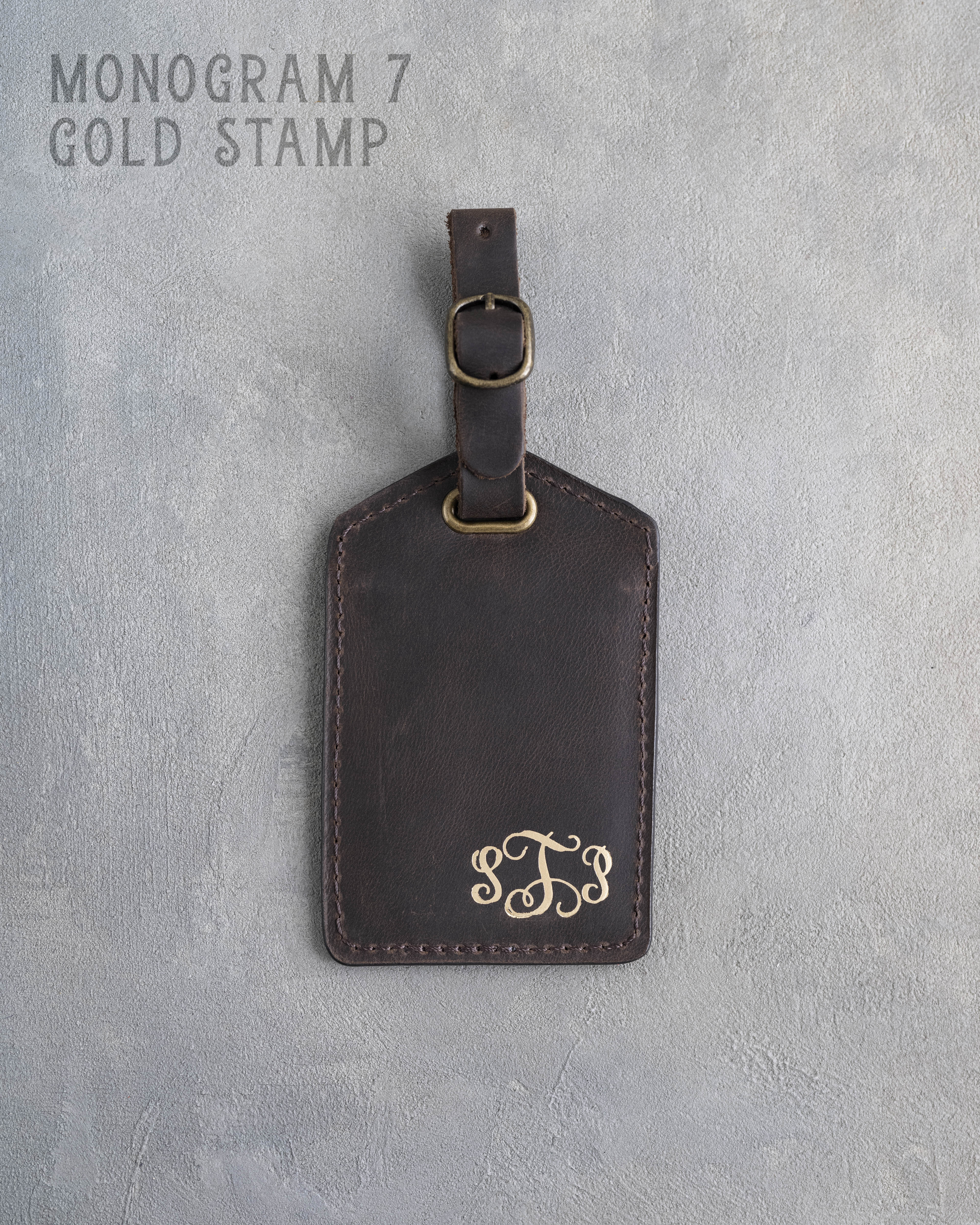 Dark Espresso Leather Luggage Tag Personalized