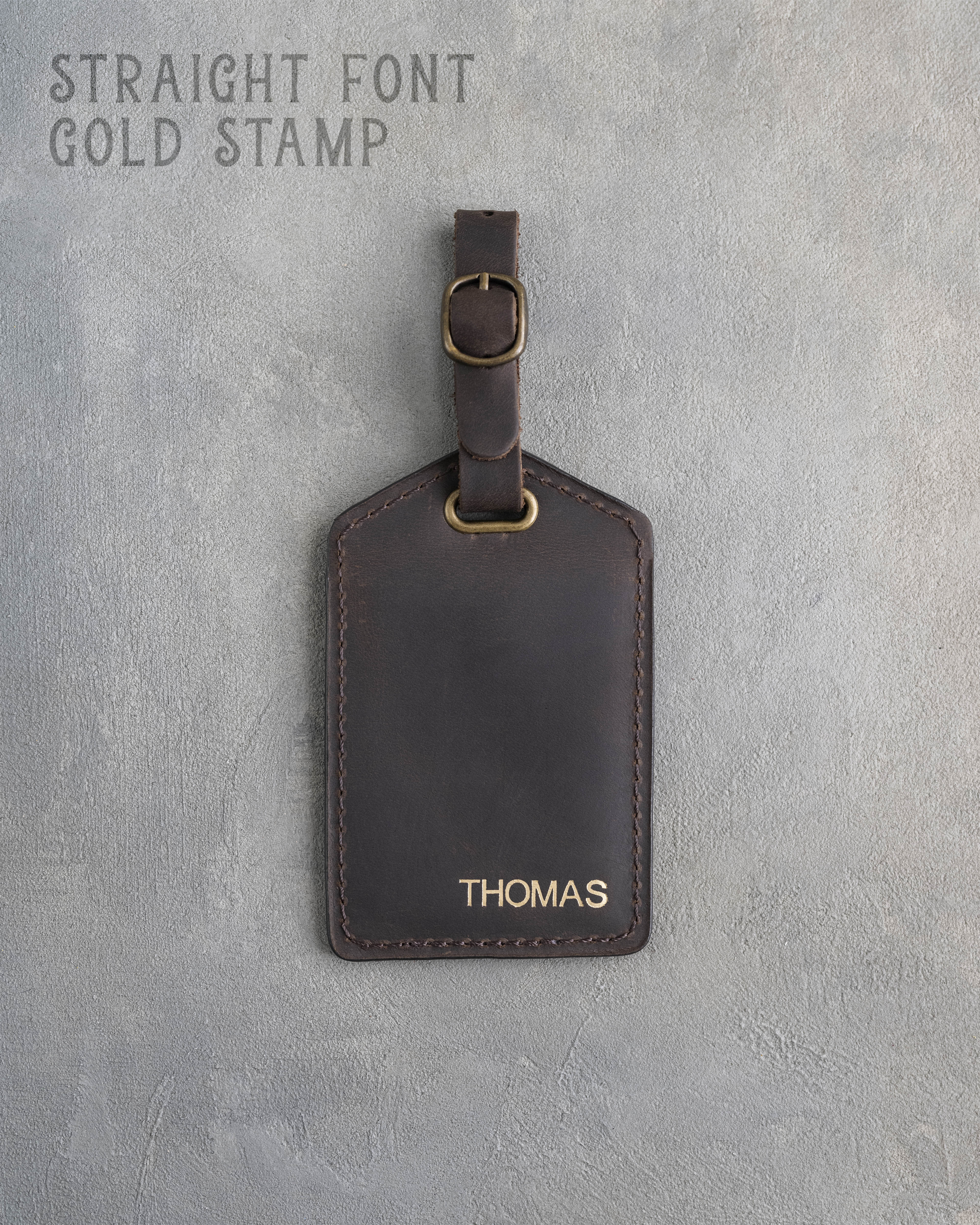 Dark Espresso Leather Luggage Tag Personalized