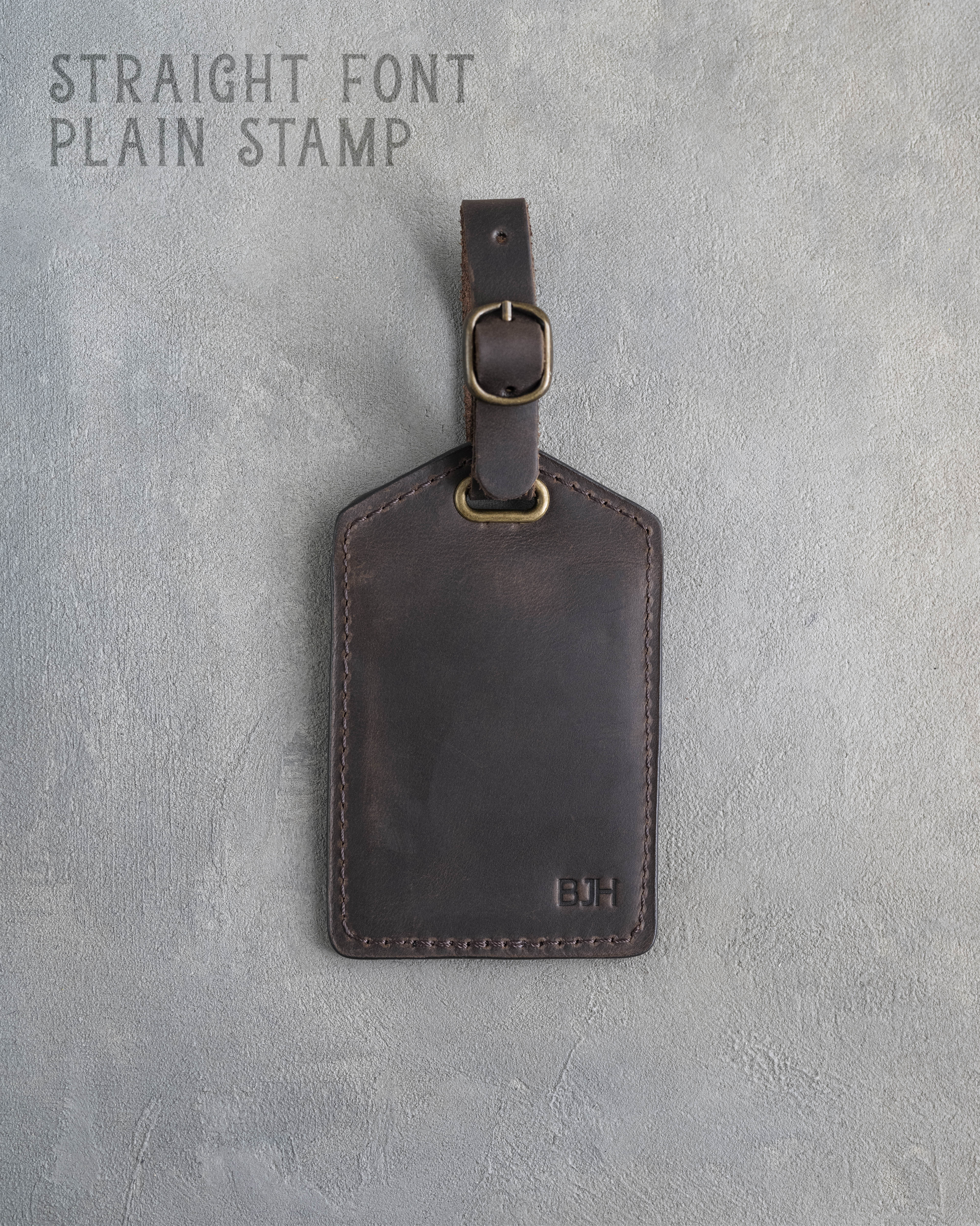 Dark Espresso Leather Luggage Tag Personalized