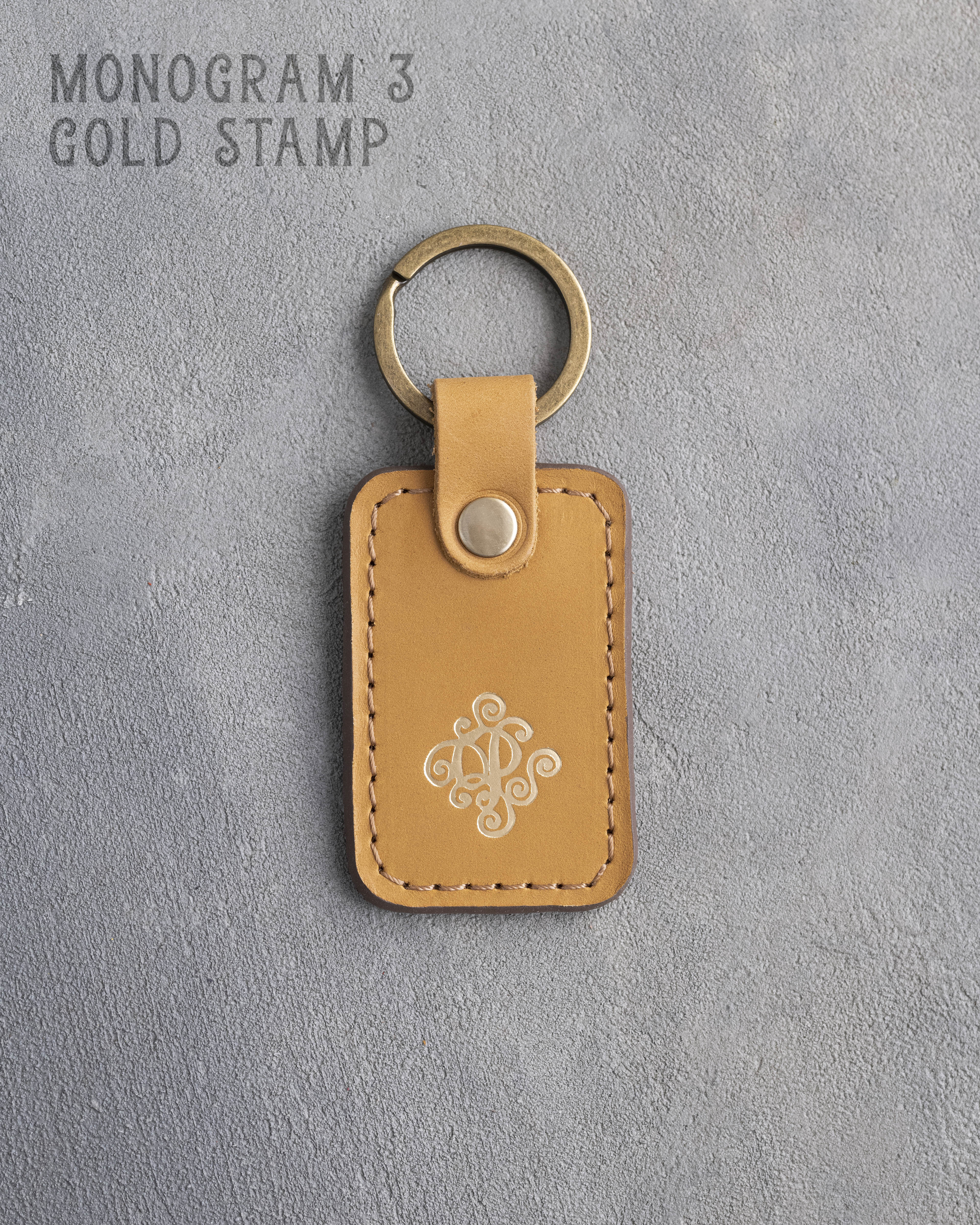 Personalized Leather Keychain in Indian Summer Leather