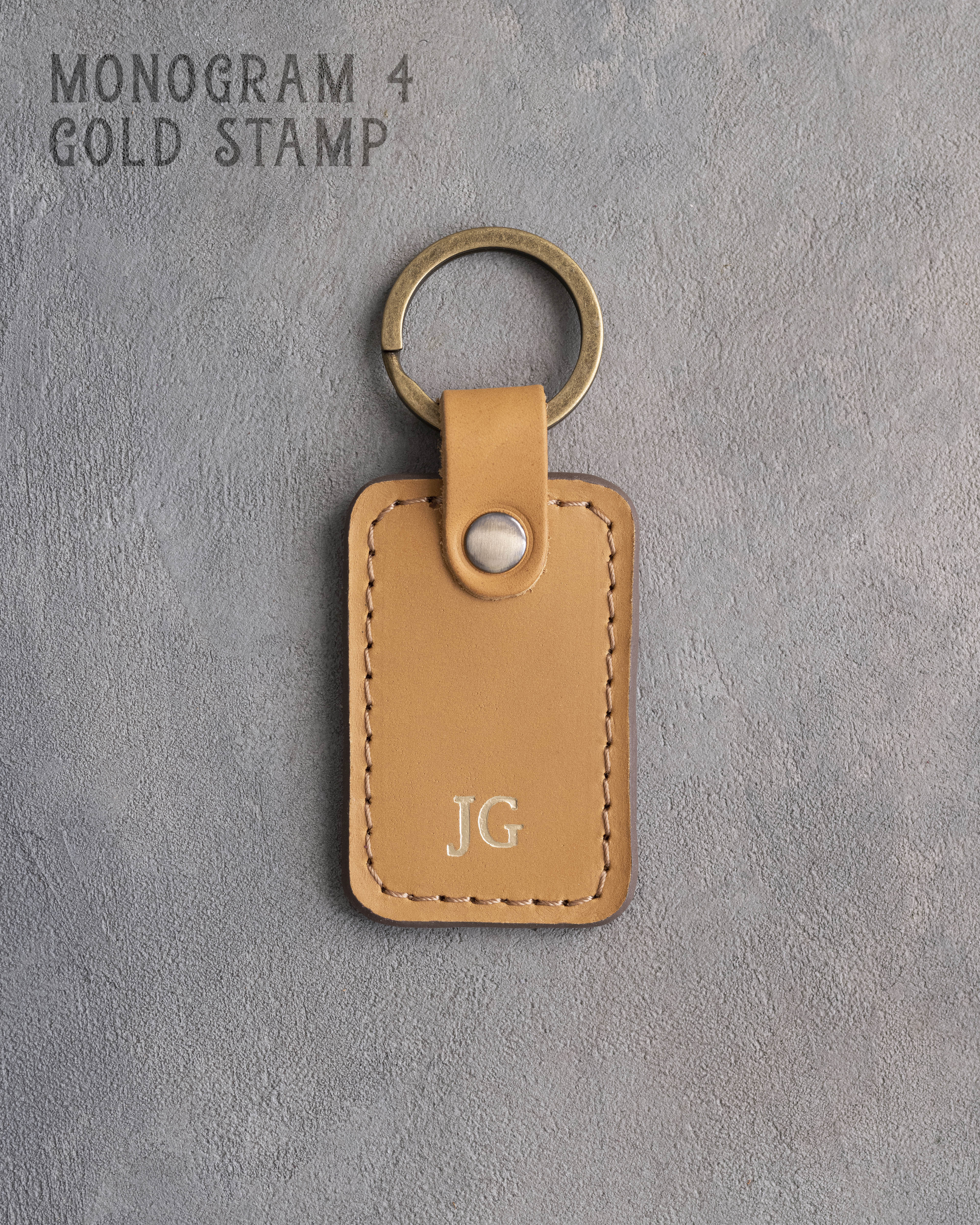 Personalized Leather Keychain in Indian Summer Leather