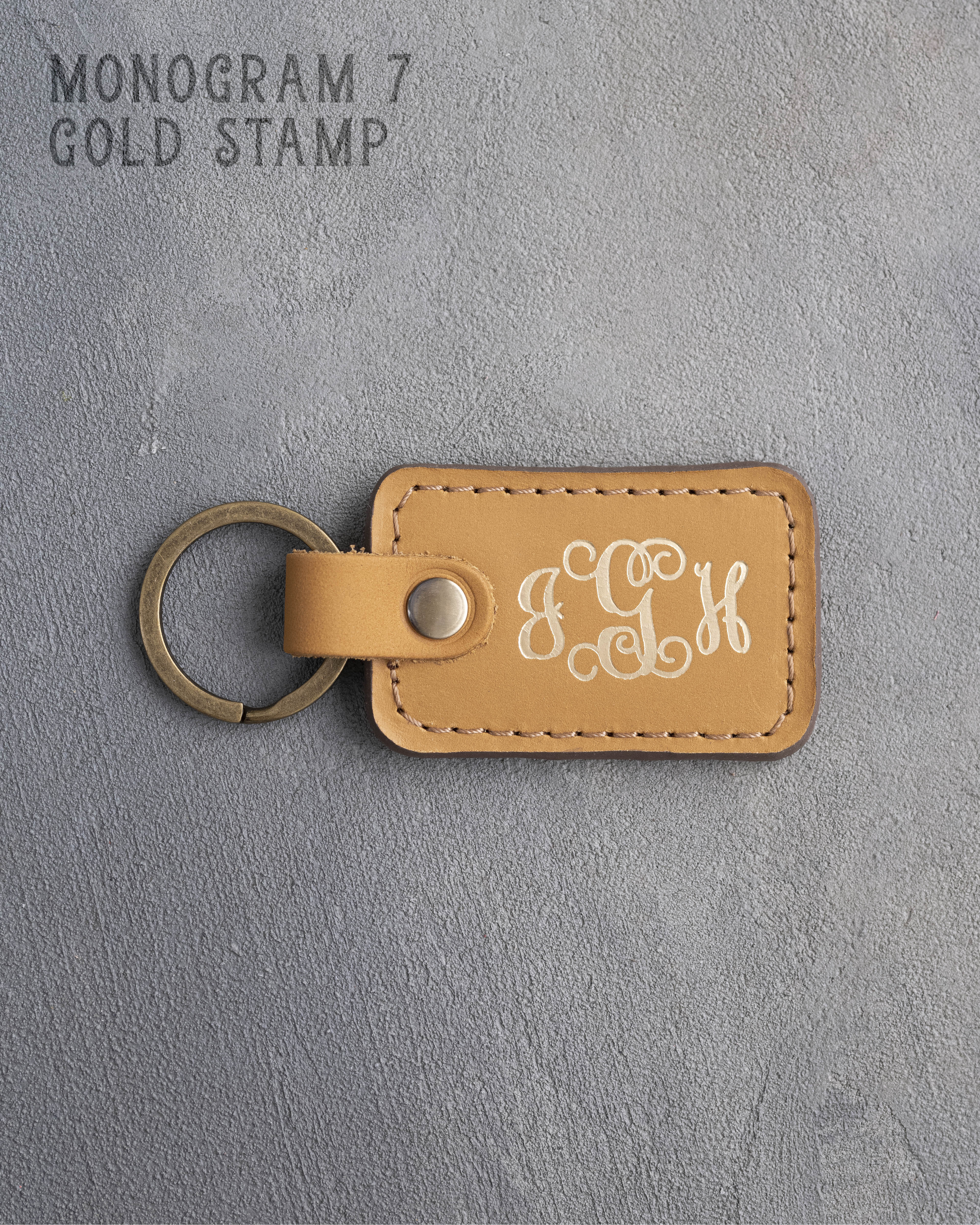 Personalized Leather Keychain in Indian Summer Leather