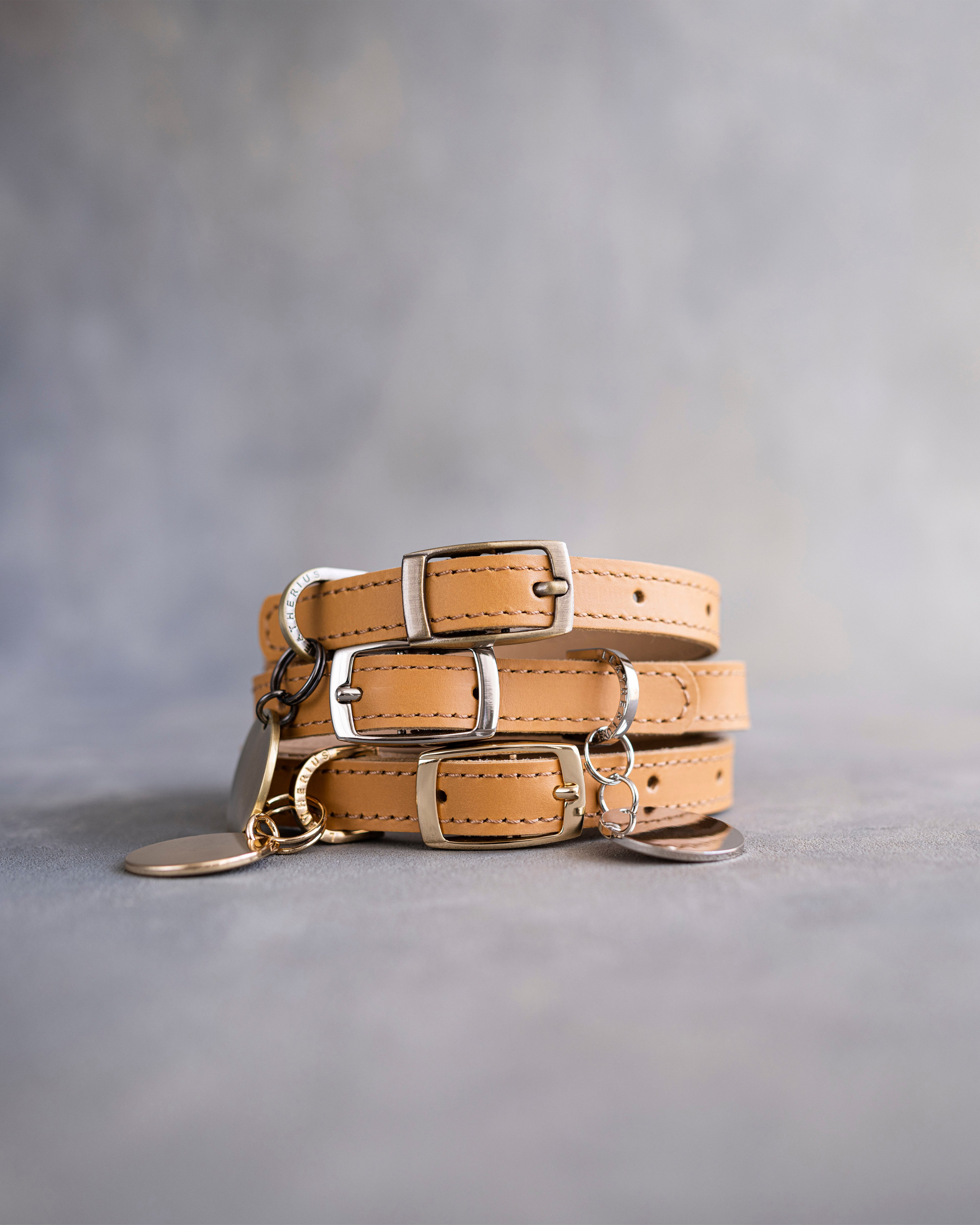 Dog Collar in Indian Summer leather with classy pin buckle