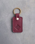 Floral Initial Keychain in Sangria Leather