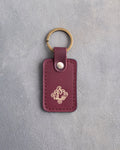 Floral Initial Keychain in Sangria Leather