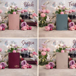 Leather passport covers in blush, turquoise, sangria and gray sand with monograms