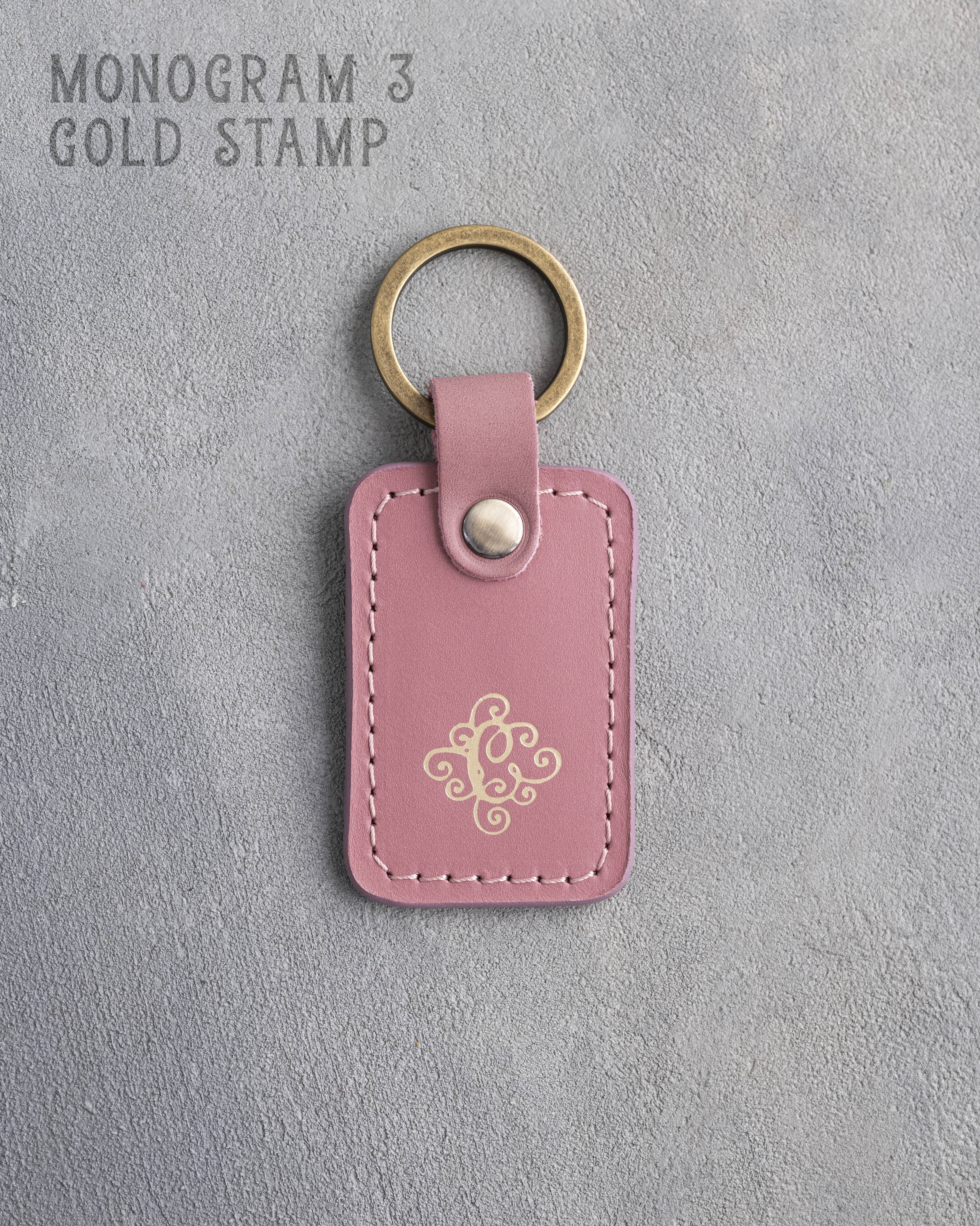 Personalized Leather Keychain in Parisian Blossom Leather