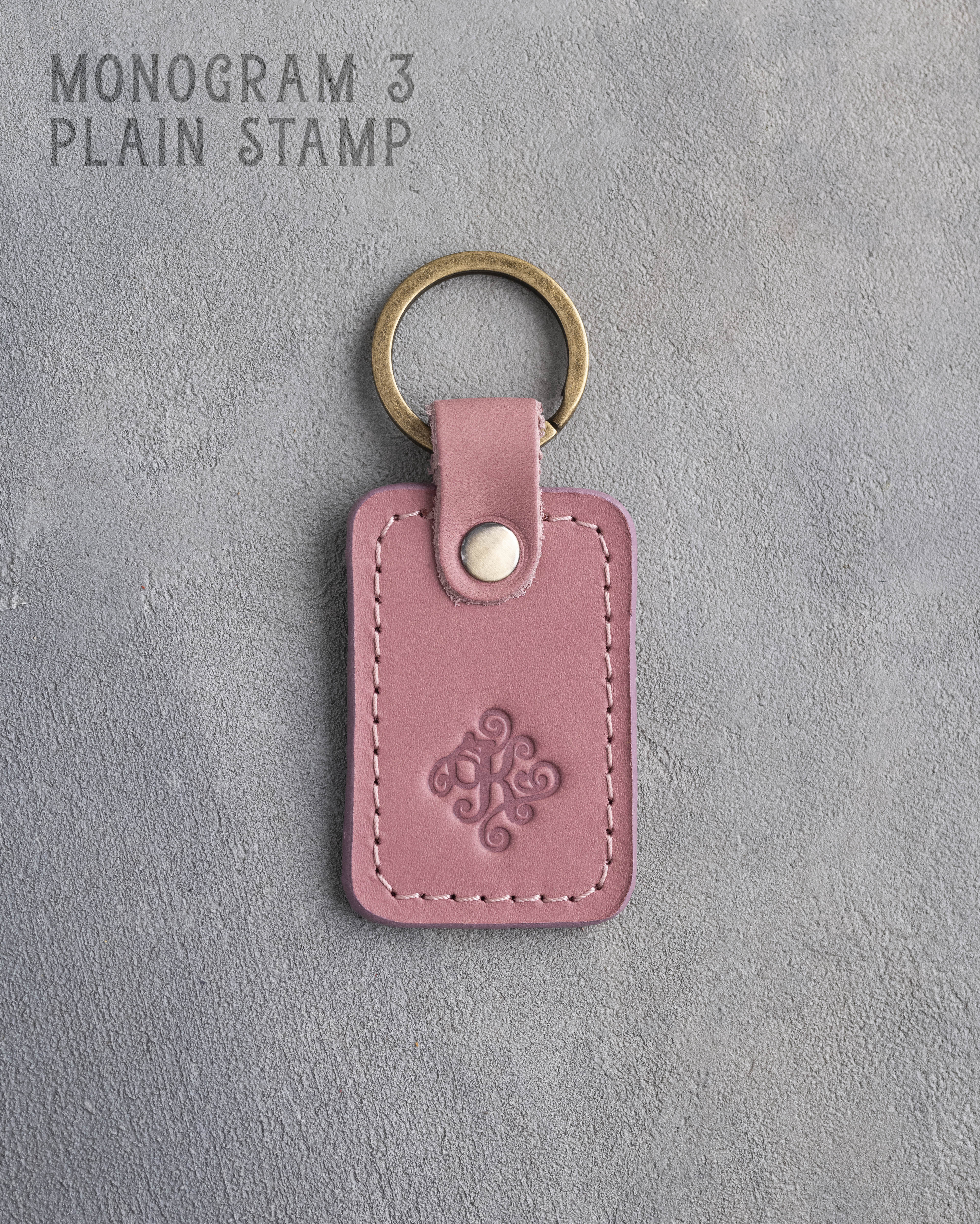 Personalized Leather Keychain in Parisian Blossom Leather
