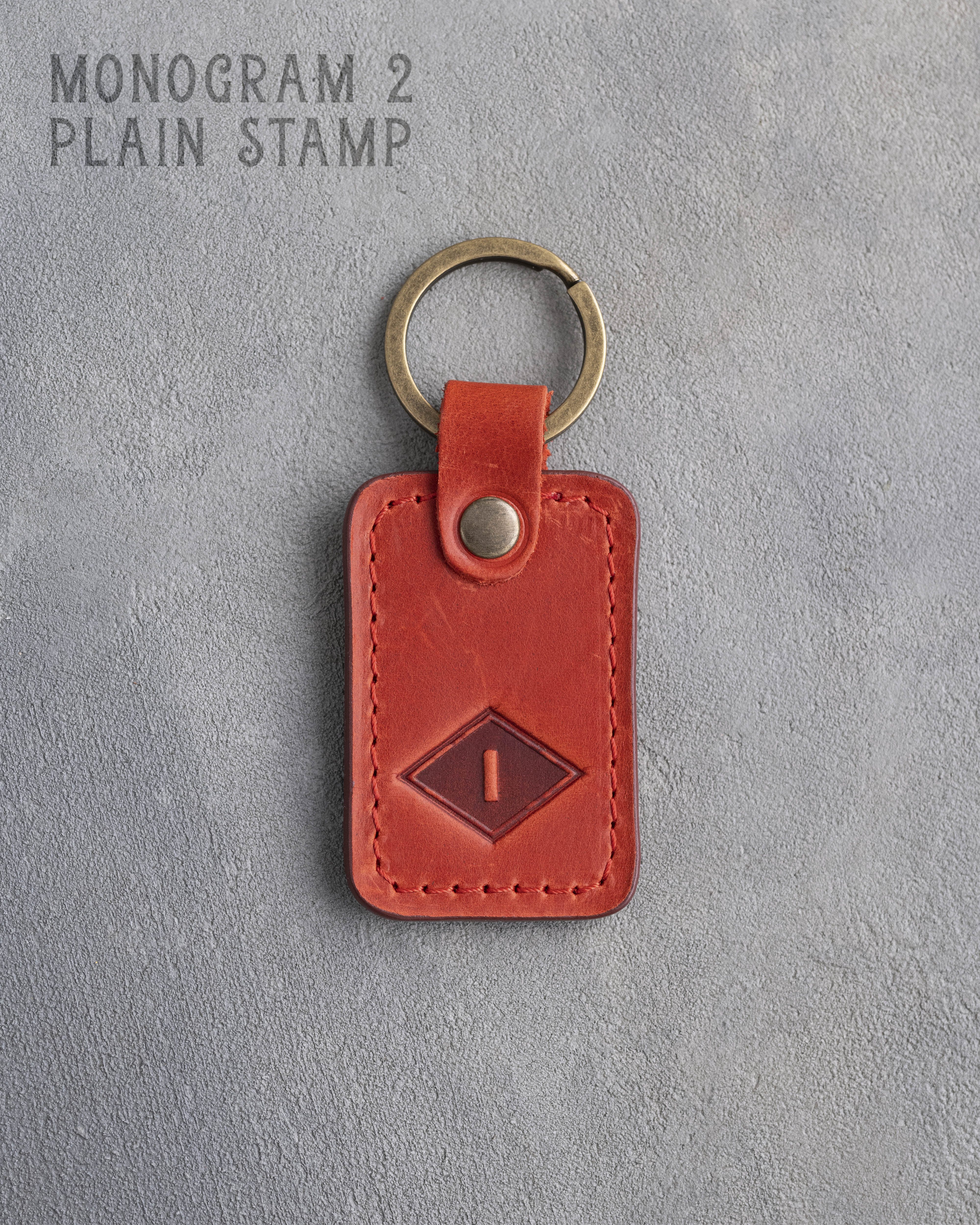 Personalized Leather Keychain in Poppy Red Leather