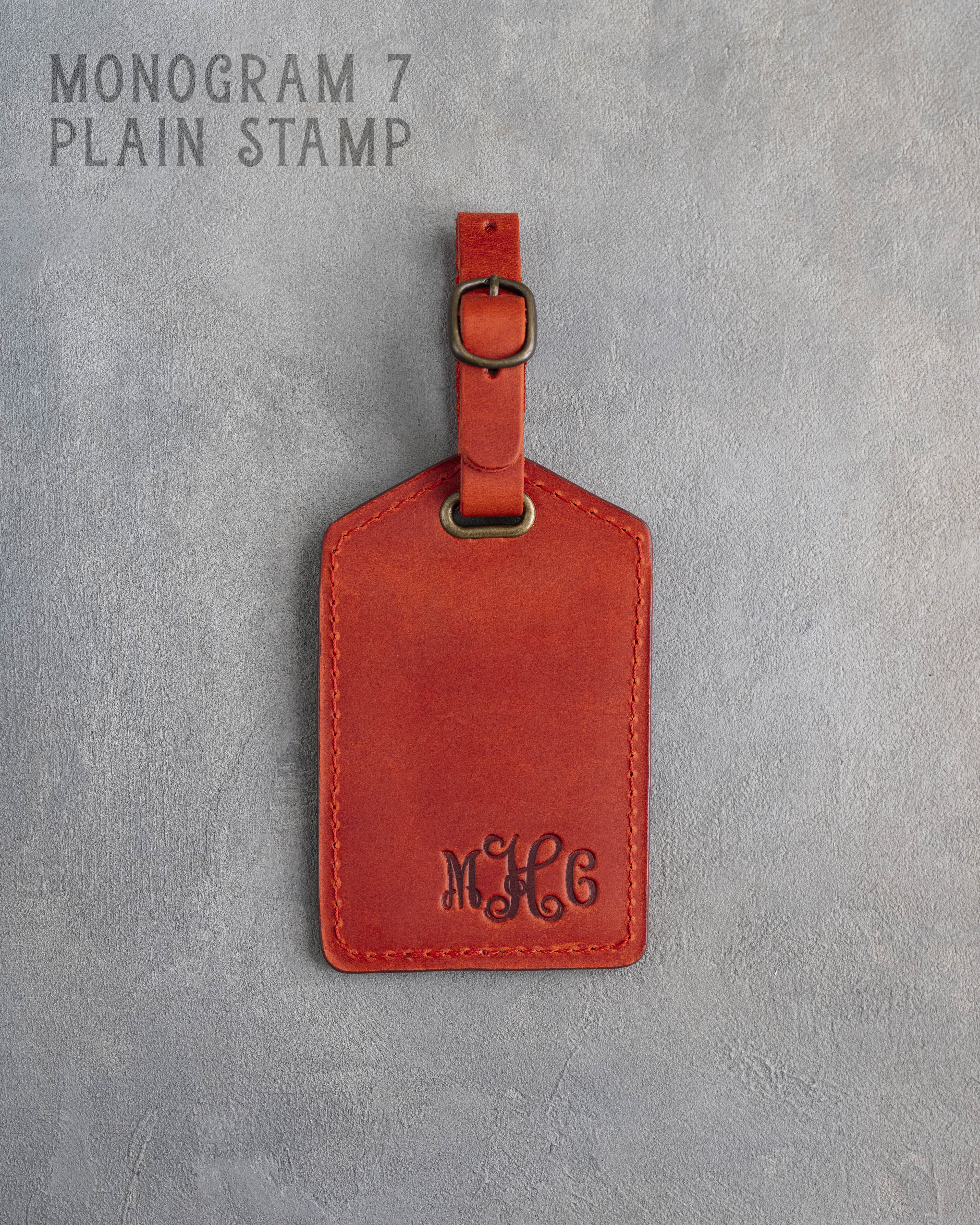 Poppy Red Leather Luggage Tag Personalized