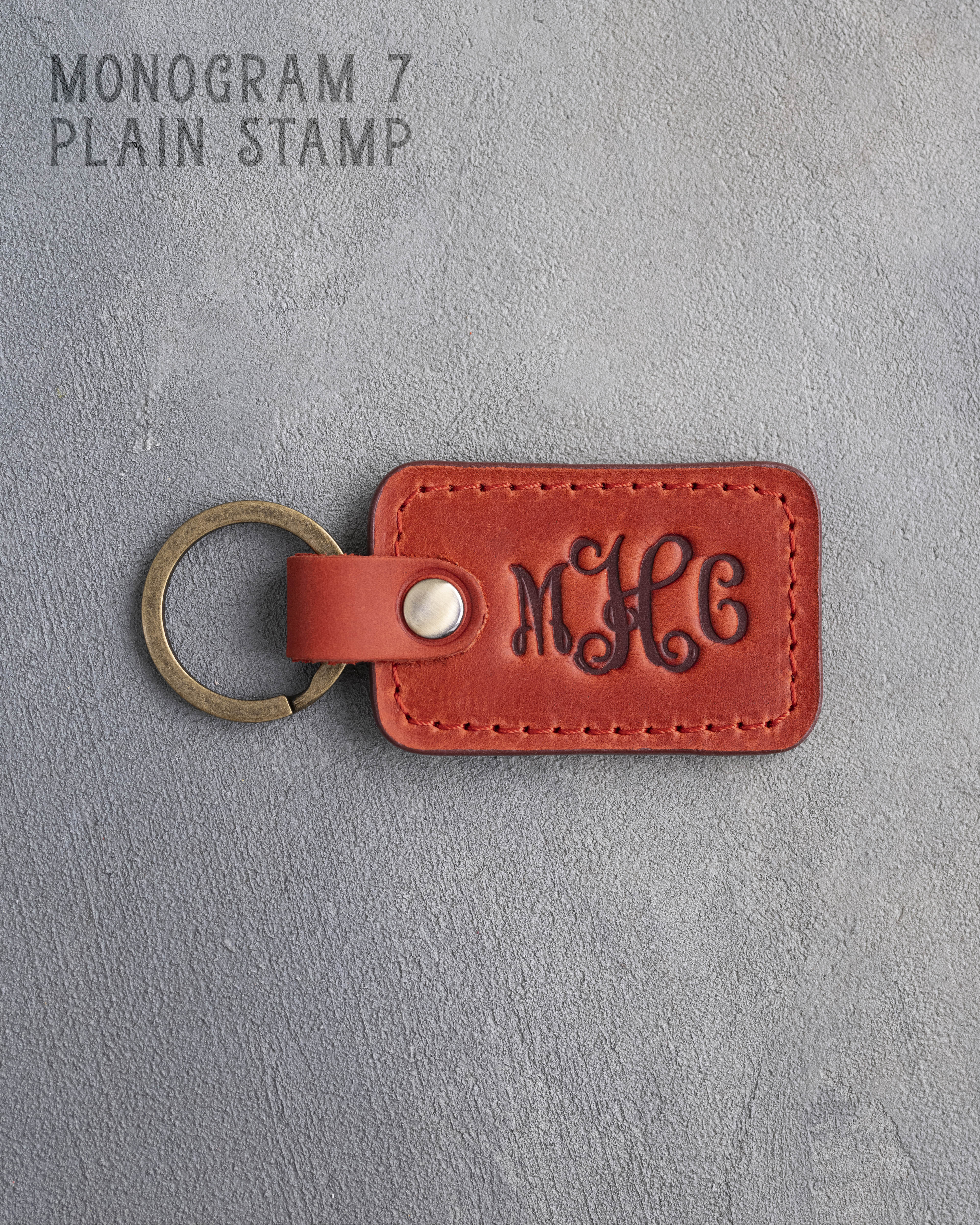 Personalized Leather Keychain in Poppy Red Leather