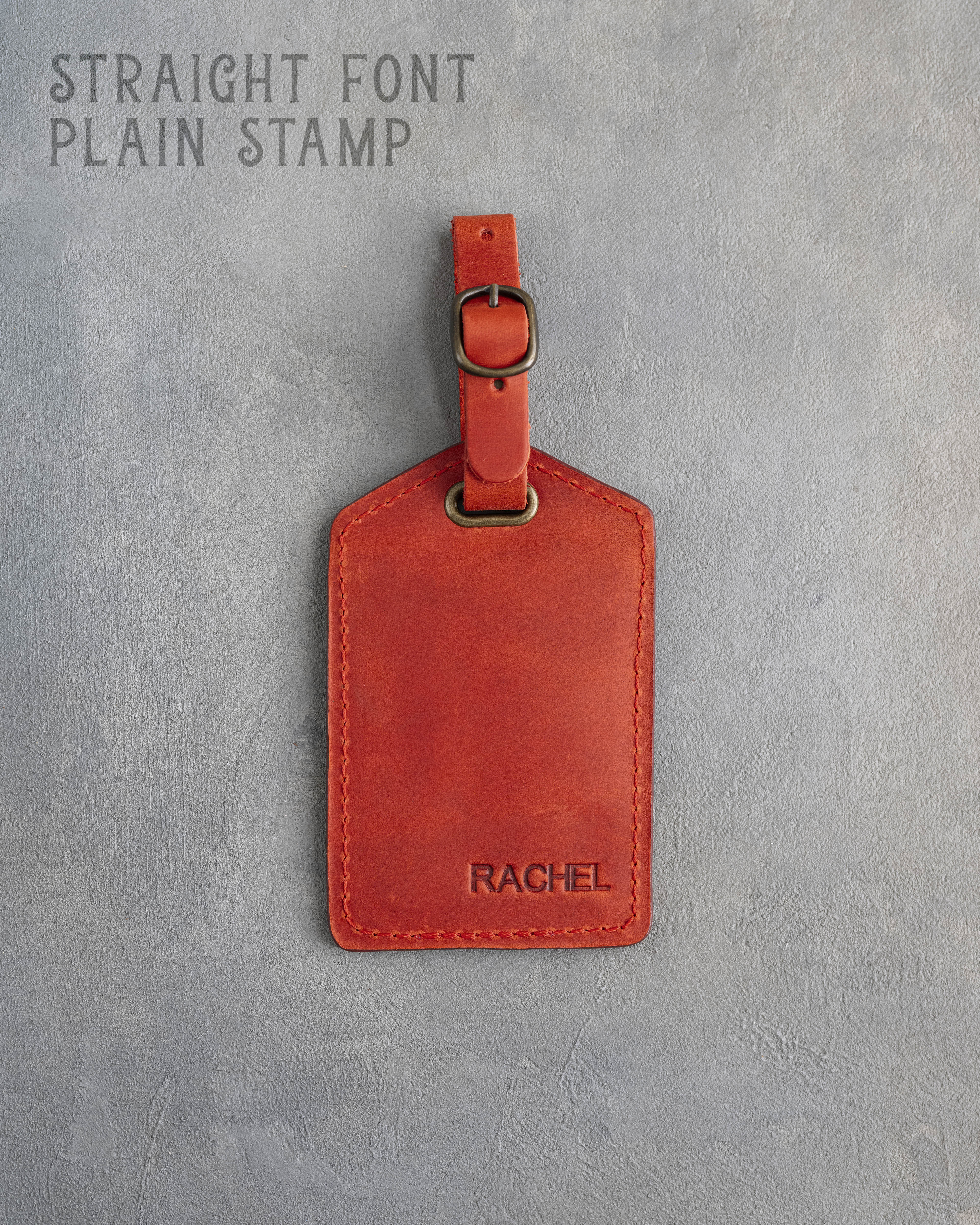 Poppy Red Leather Luggage Tag Personalized