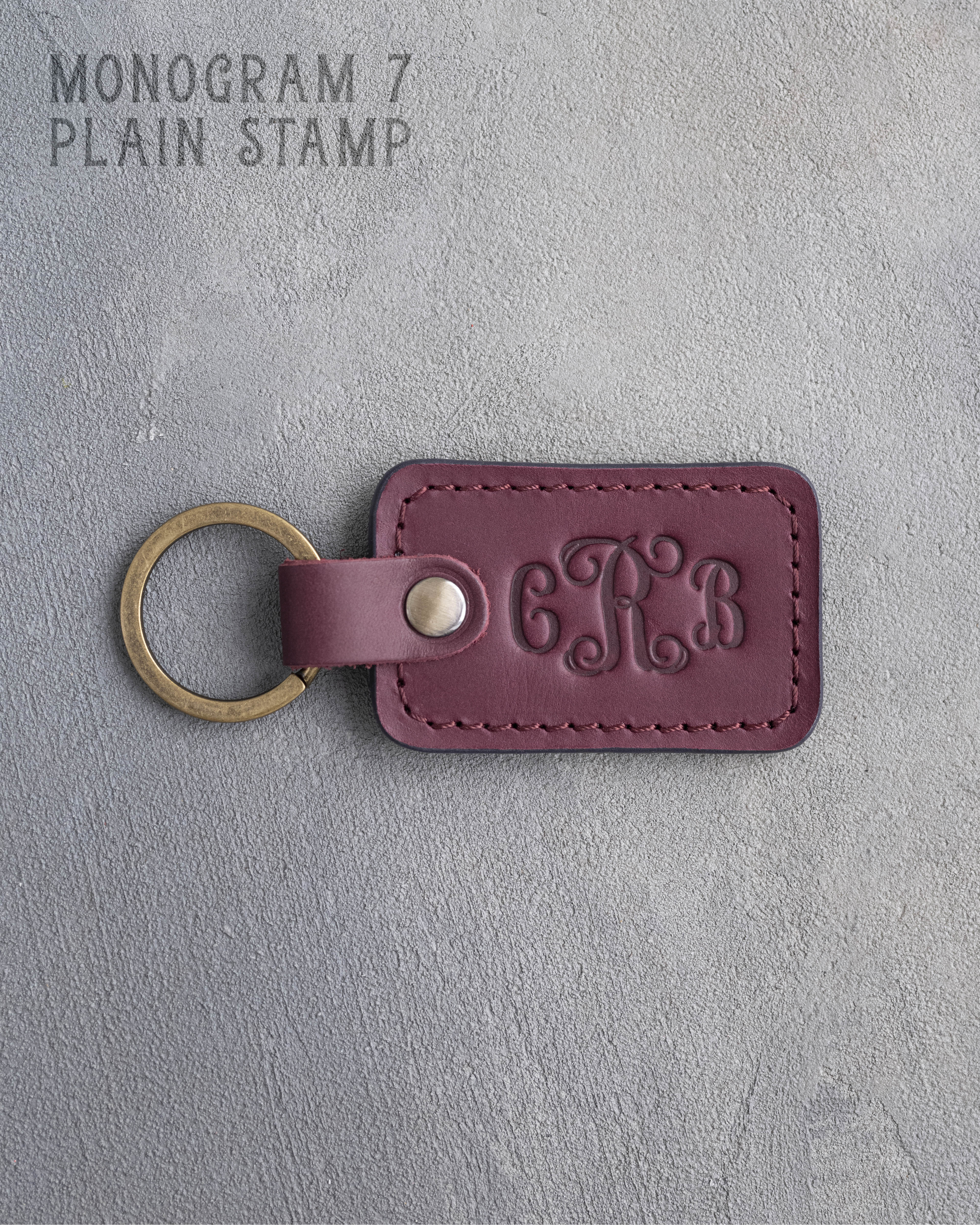 Personalized Leather Keychain in Sangria Leather