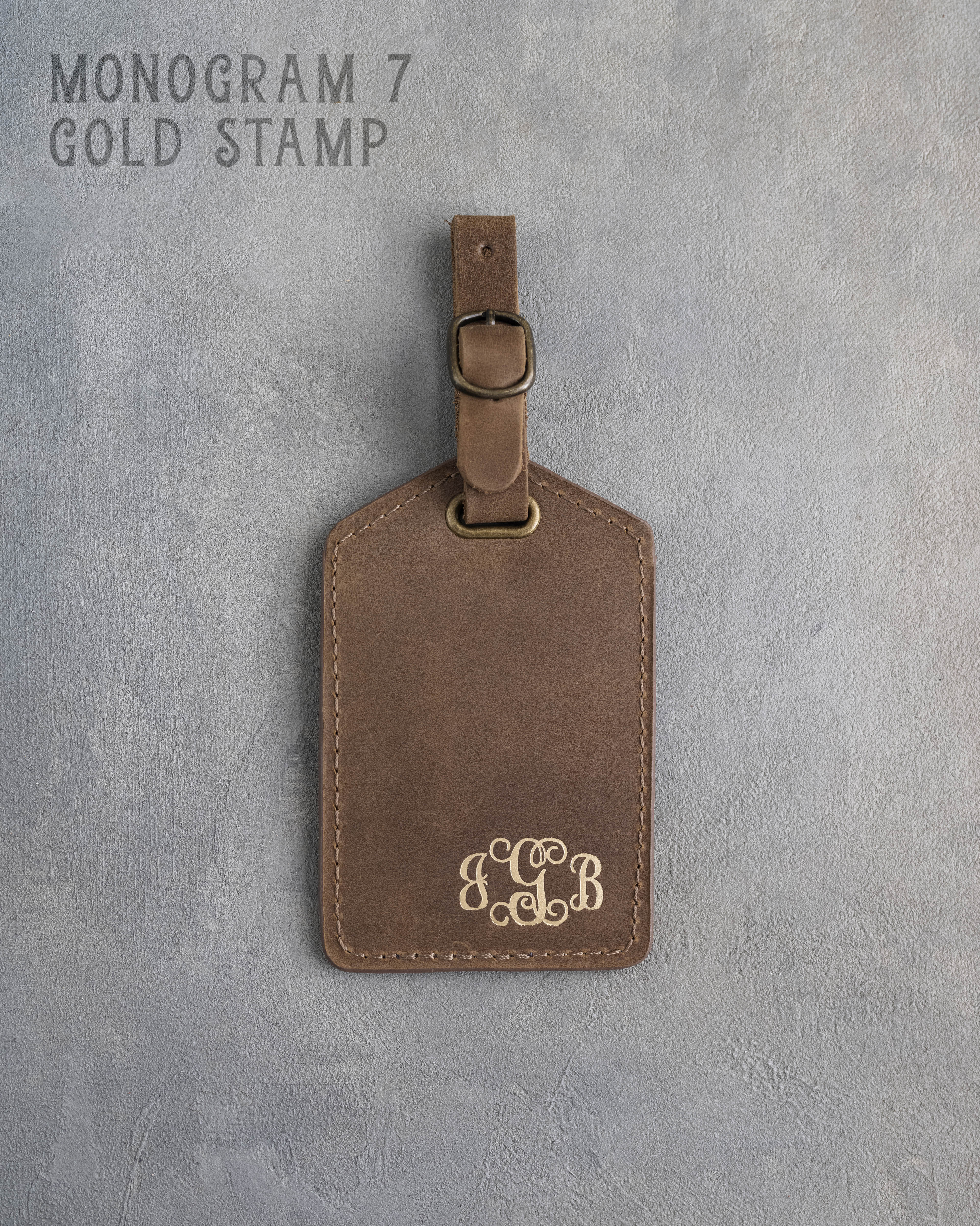 Sicilian Brown Leather Luggage Tag Personalized