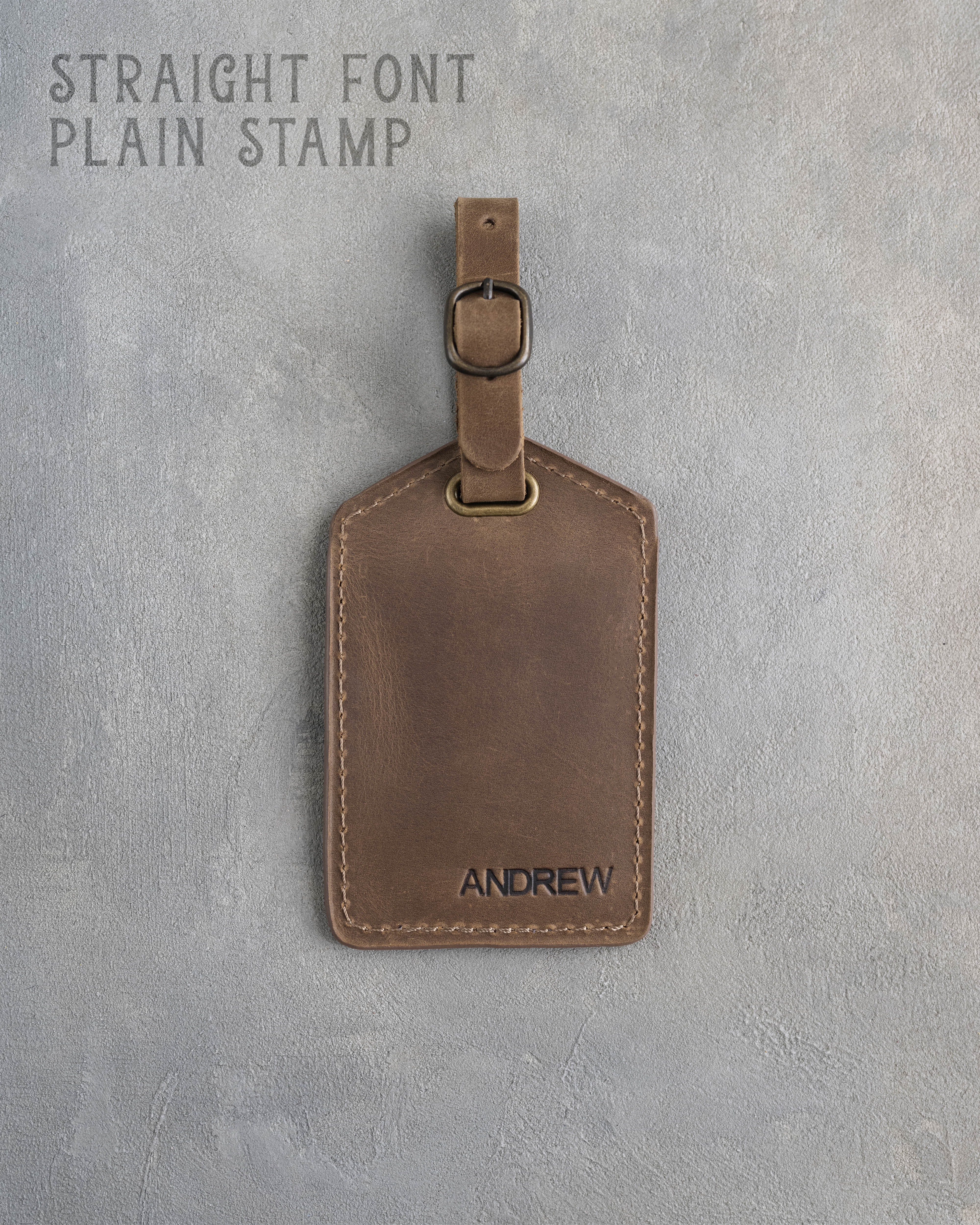 Sicilian Brown Leather Luggage Tag Personalized