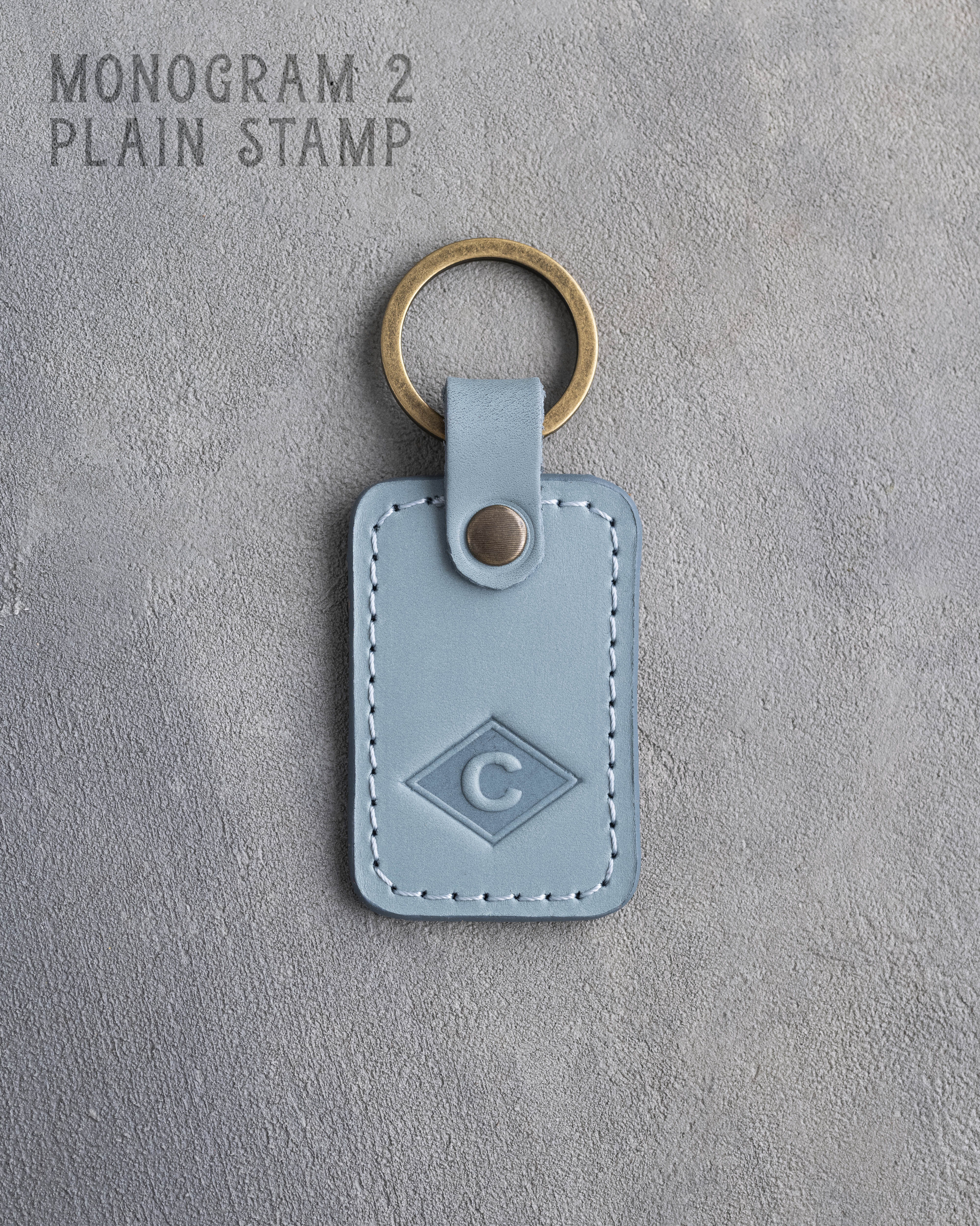Personalized Leather Keychain in Turquoise Leather