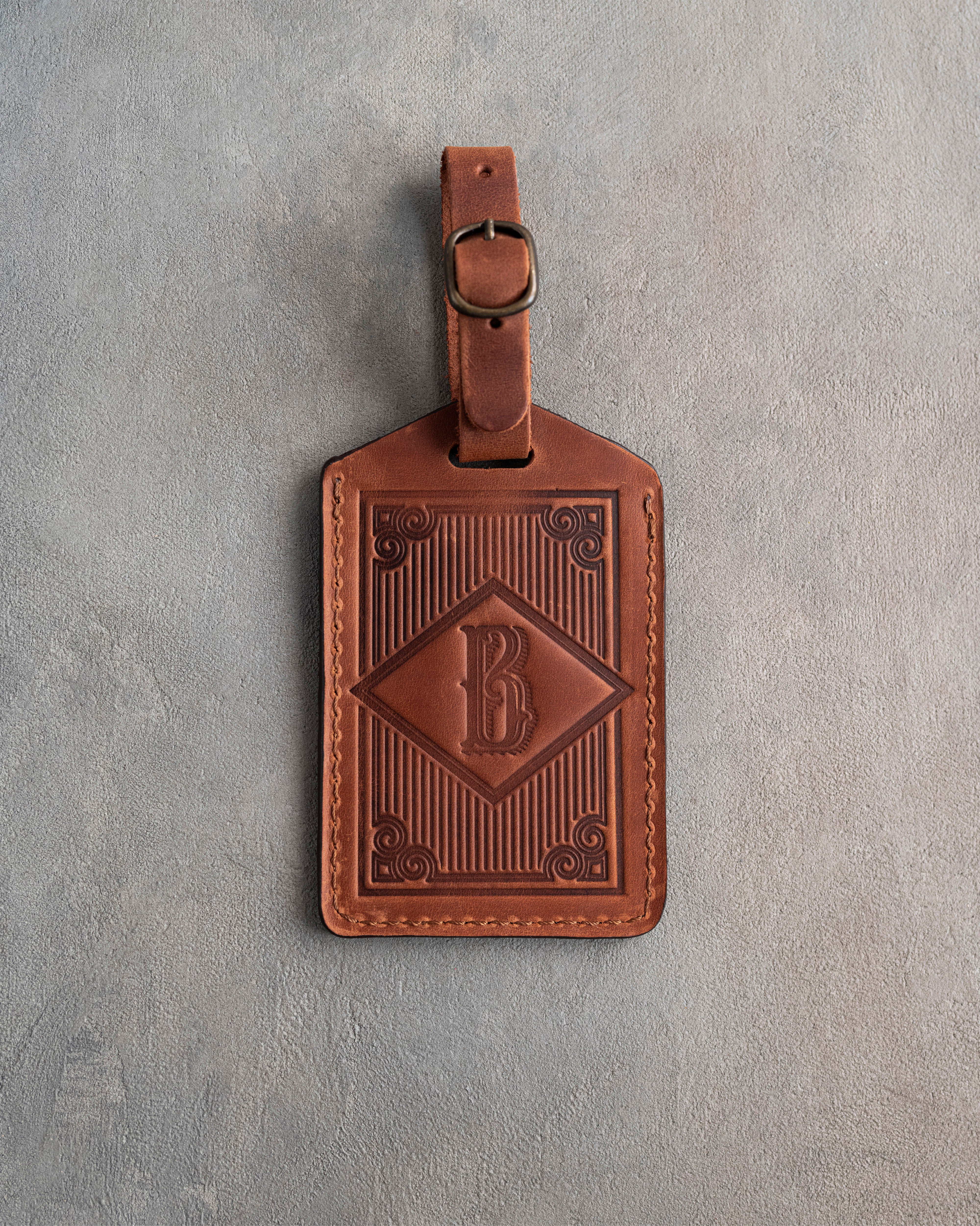 Classy Initial Luggage Tag in Arizona Leather