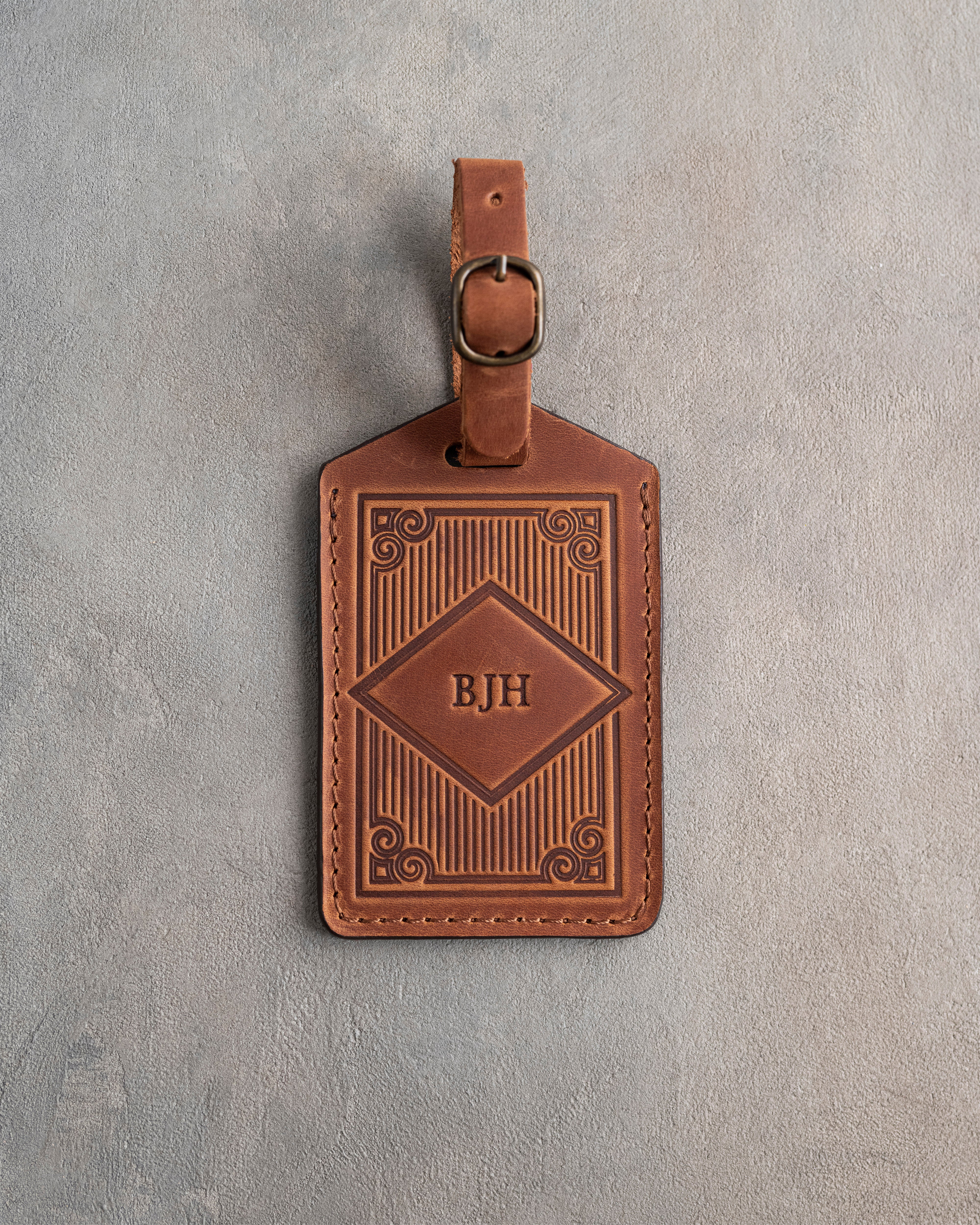 Classy Monogram Luggage Tag in Arizona Leather