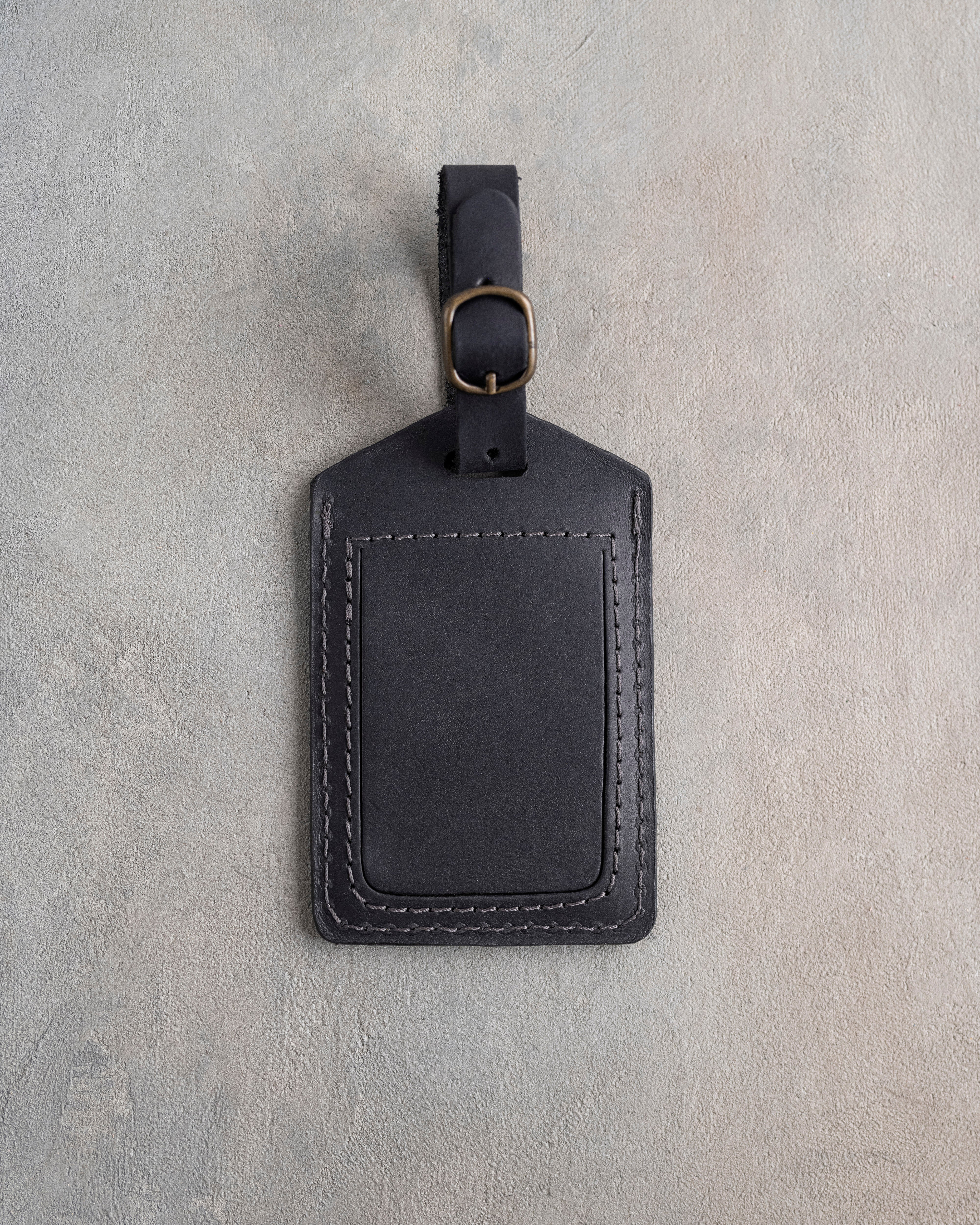 Classy Monogram Luggage Tag in Black Leather