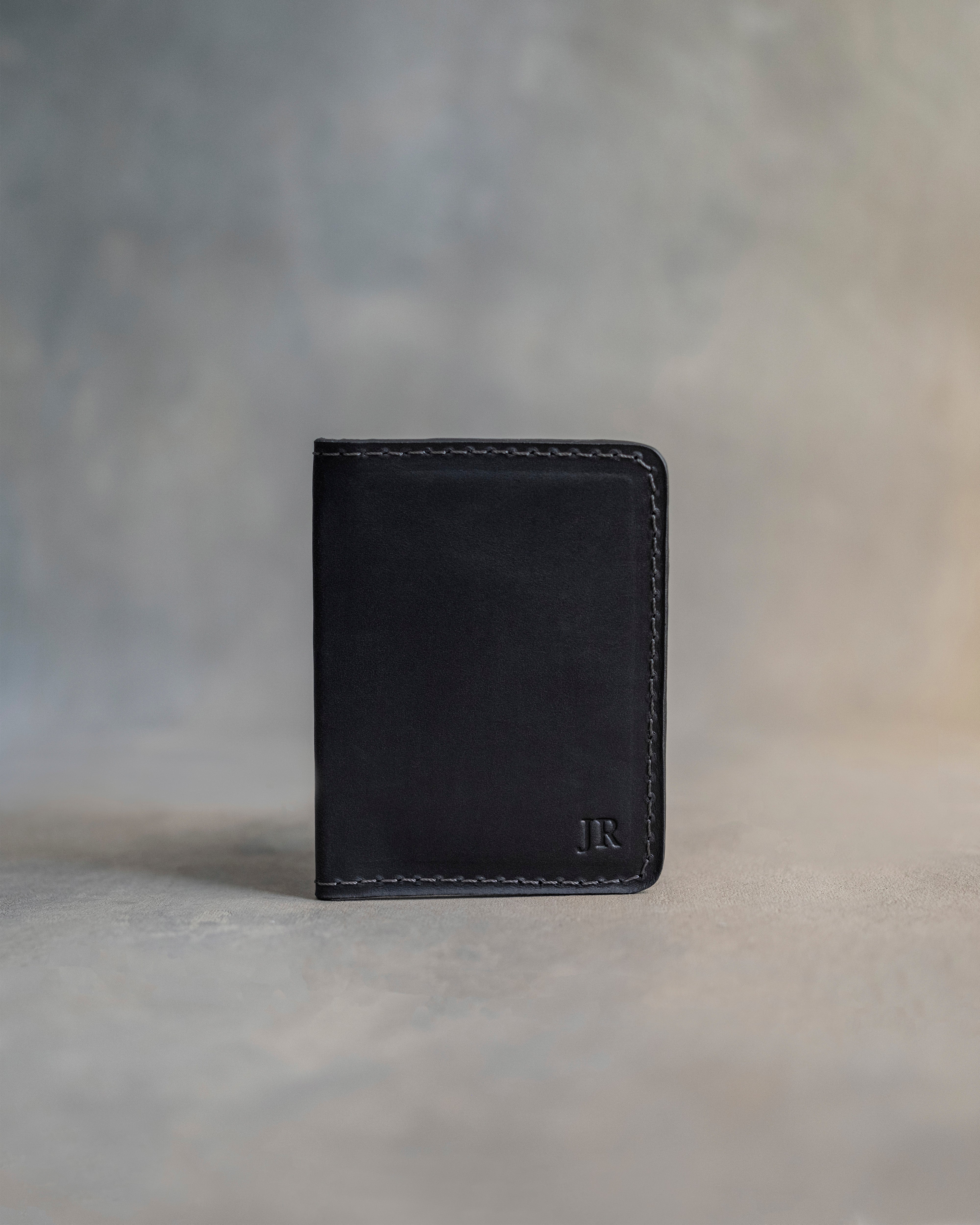 Card & Cash Wallet in Black Leather
