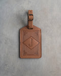 Classy Initial Luggage Tag in Caramel Leather