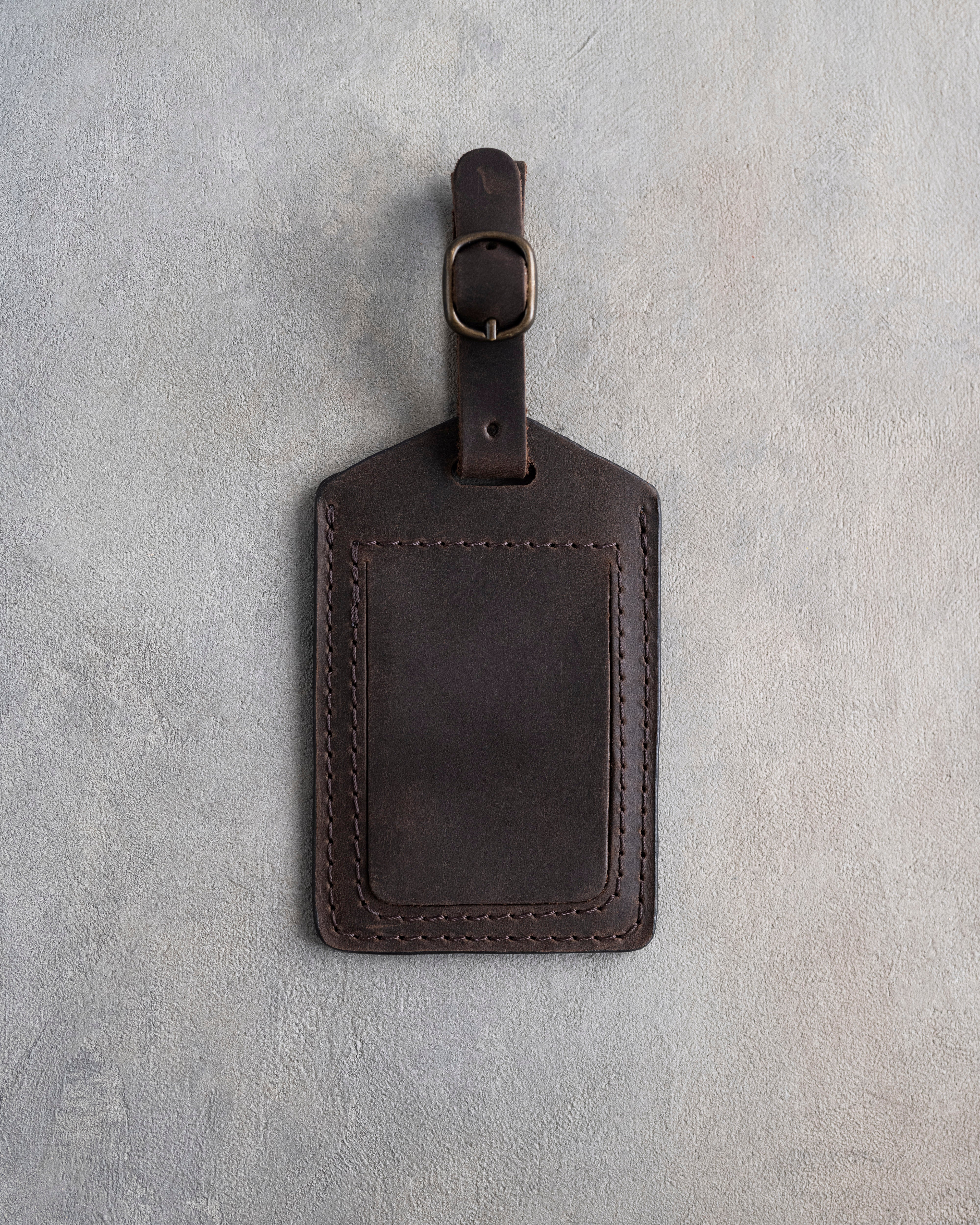Classy Initial Luggage Tag in Dark Espresso Leather