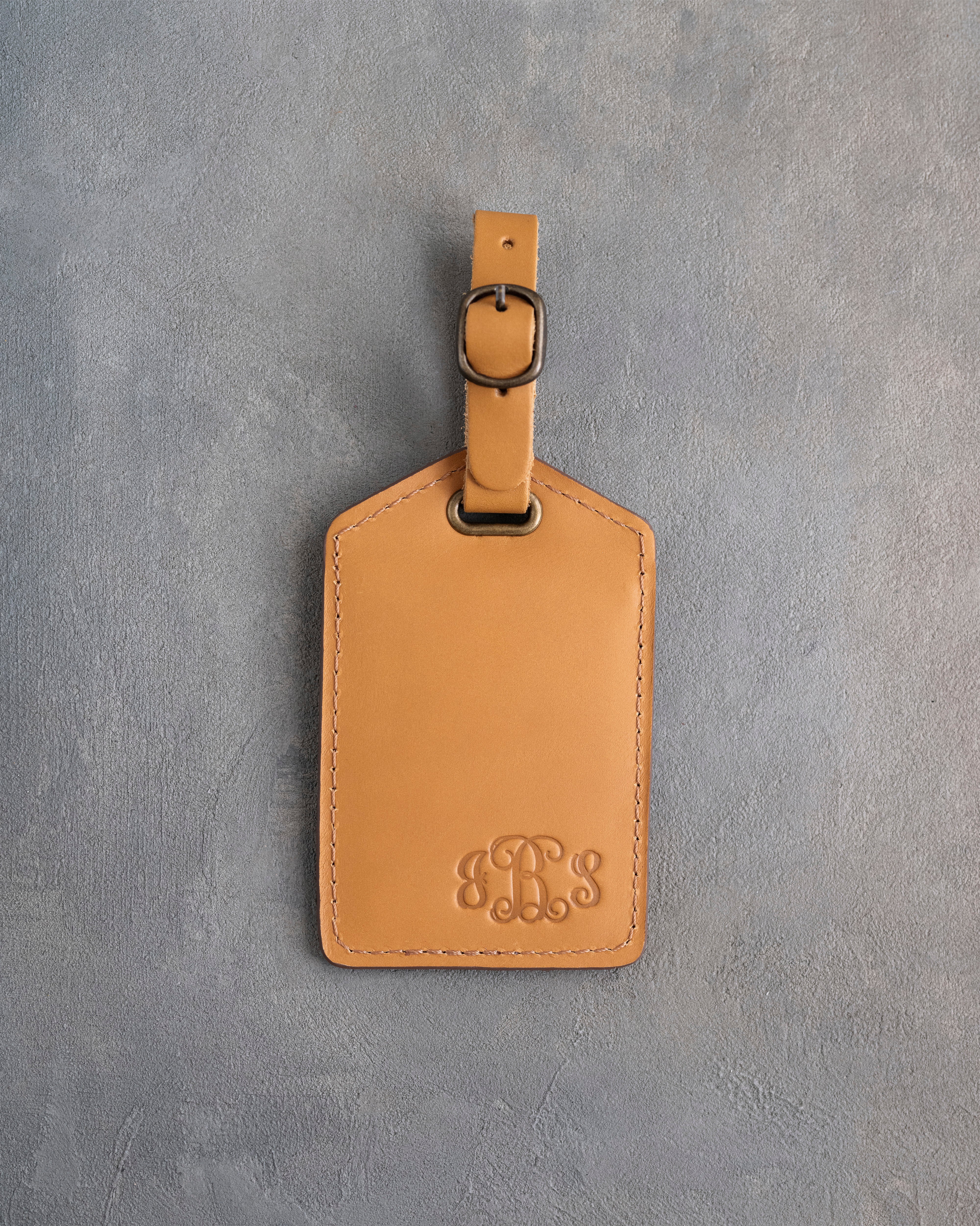 Vine Monogram Luggage Tag in Indian Summer Leather
