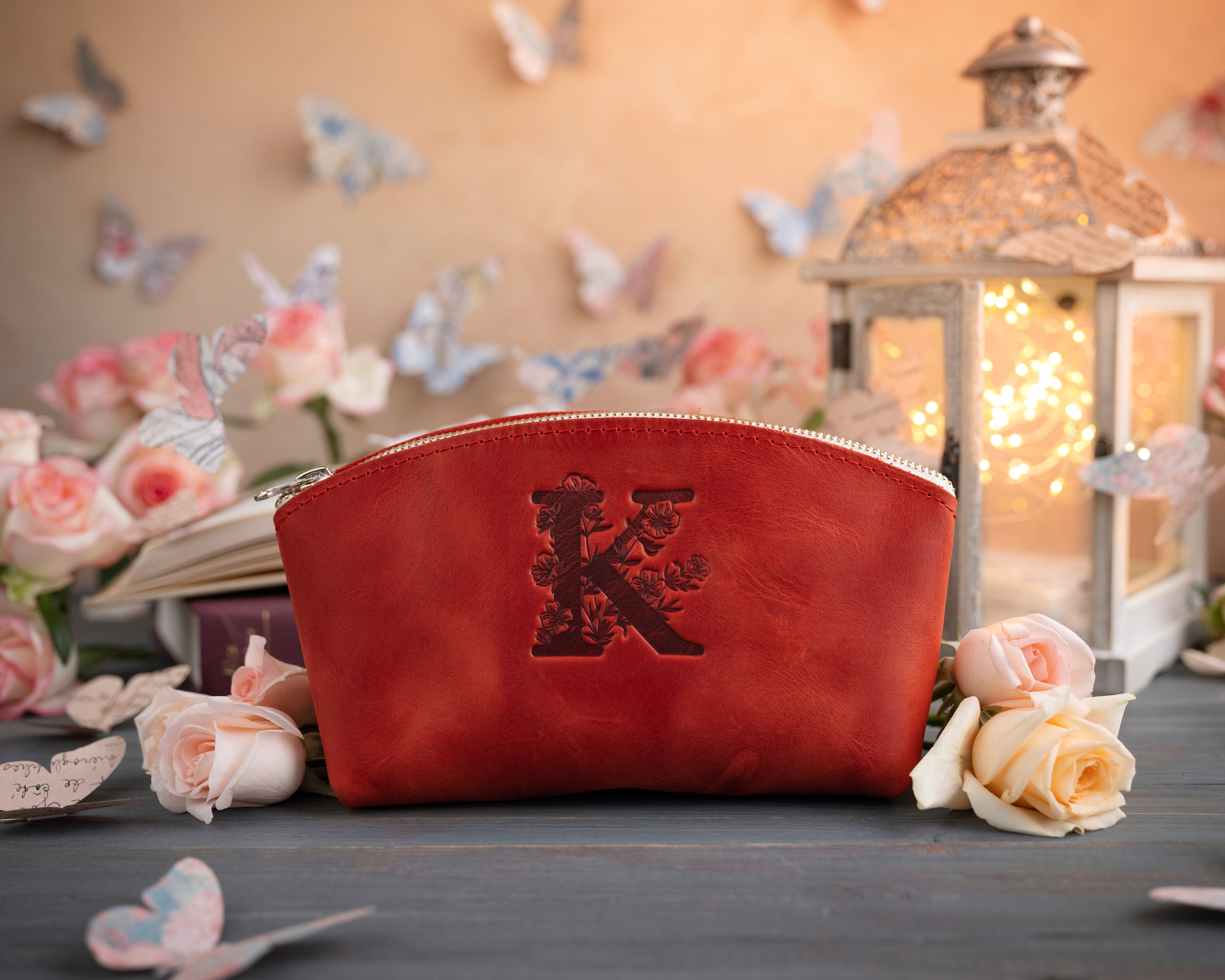 Initial makeup bag