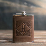 Initial Flask in Sicilian Brown Leather