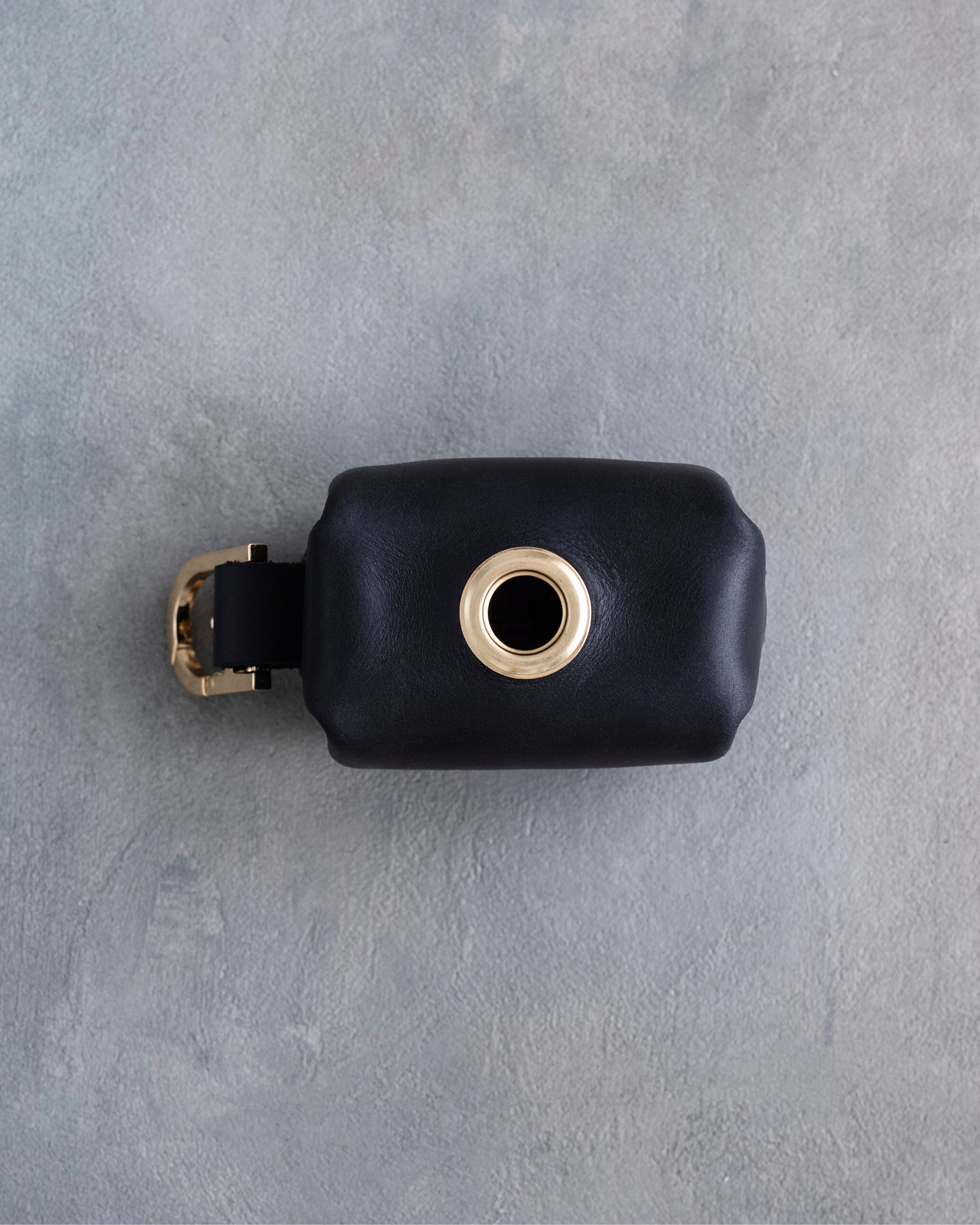 Black Leather Dog Poop Bag Holder