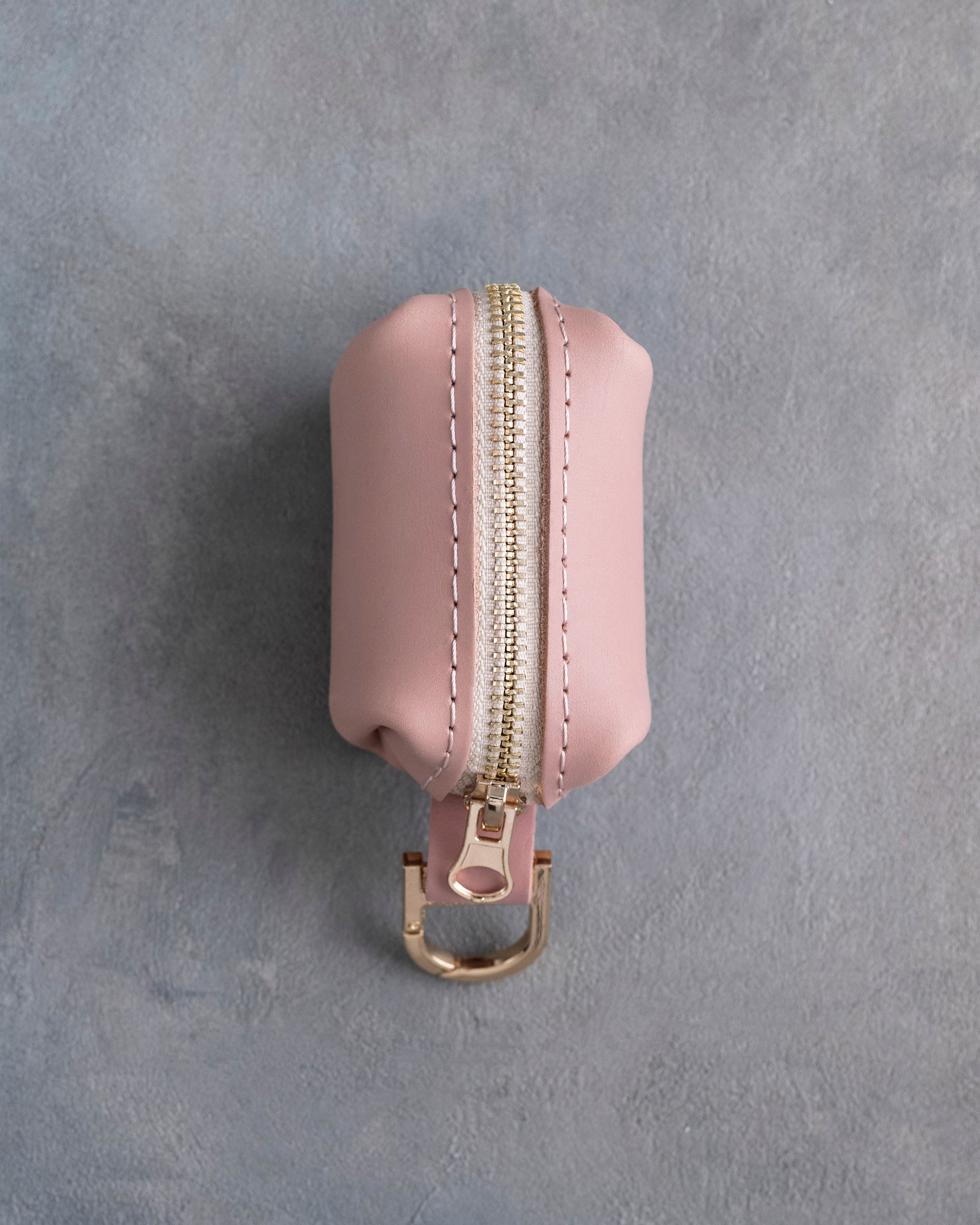 Blush Leather Dog Poop Bag Holder