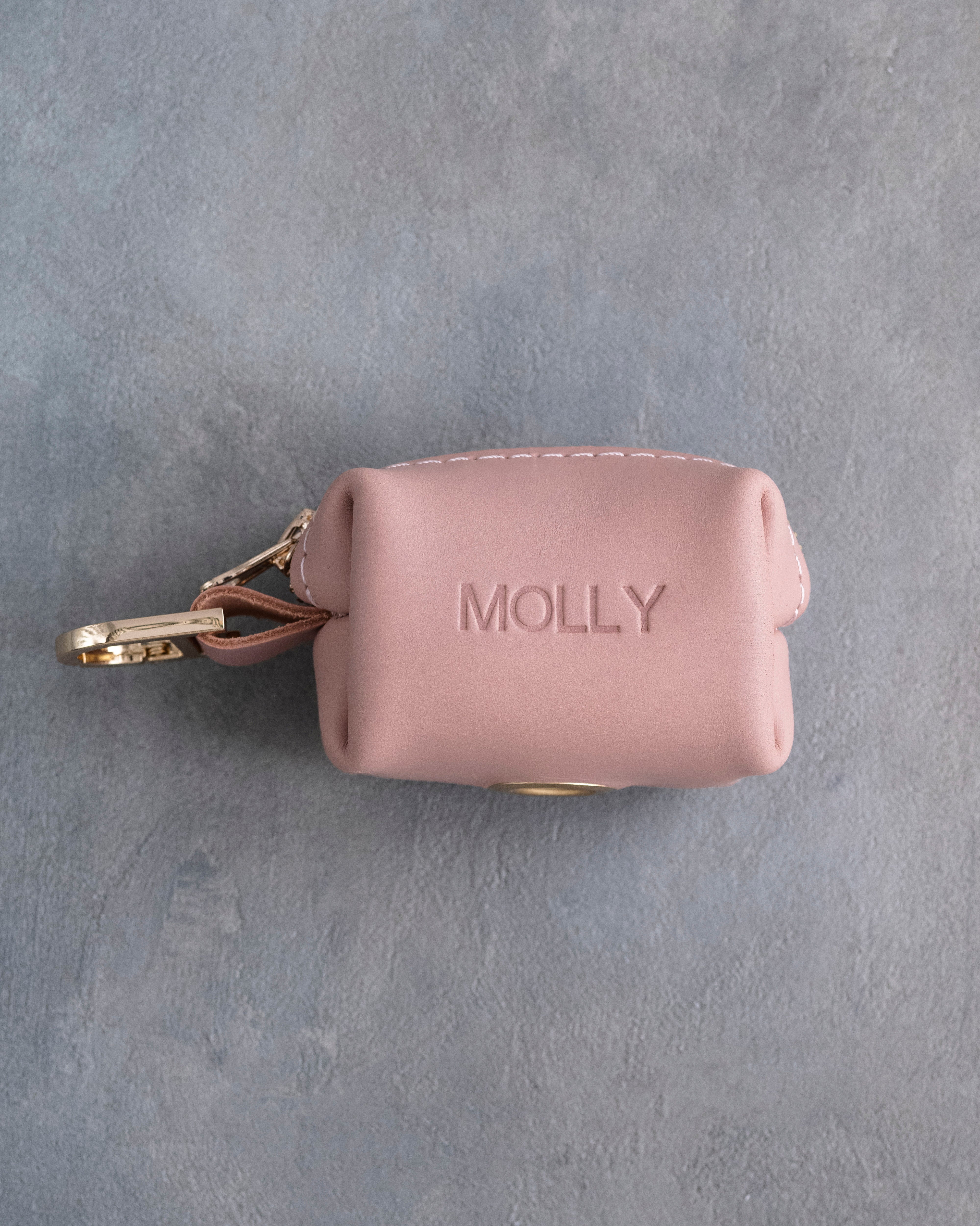 Blush Leather Dog Poop Bag Holder