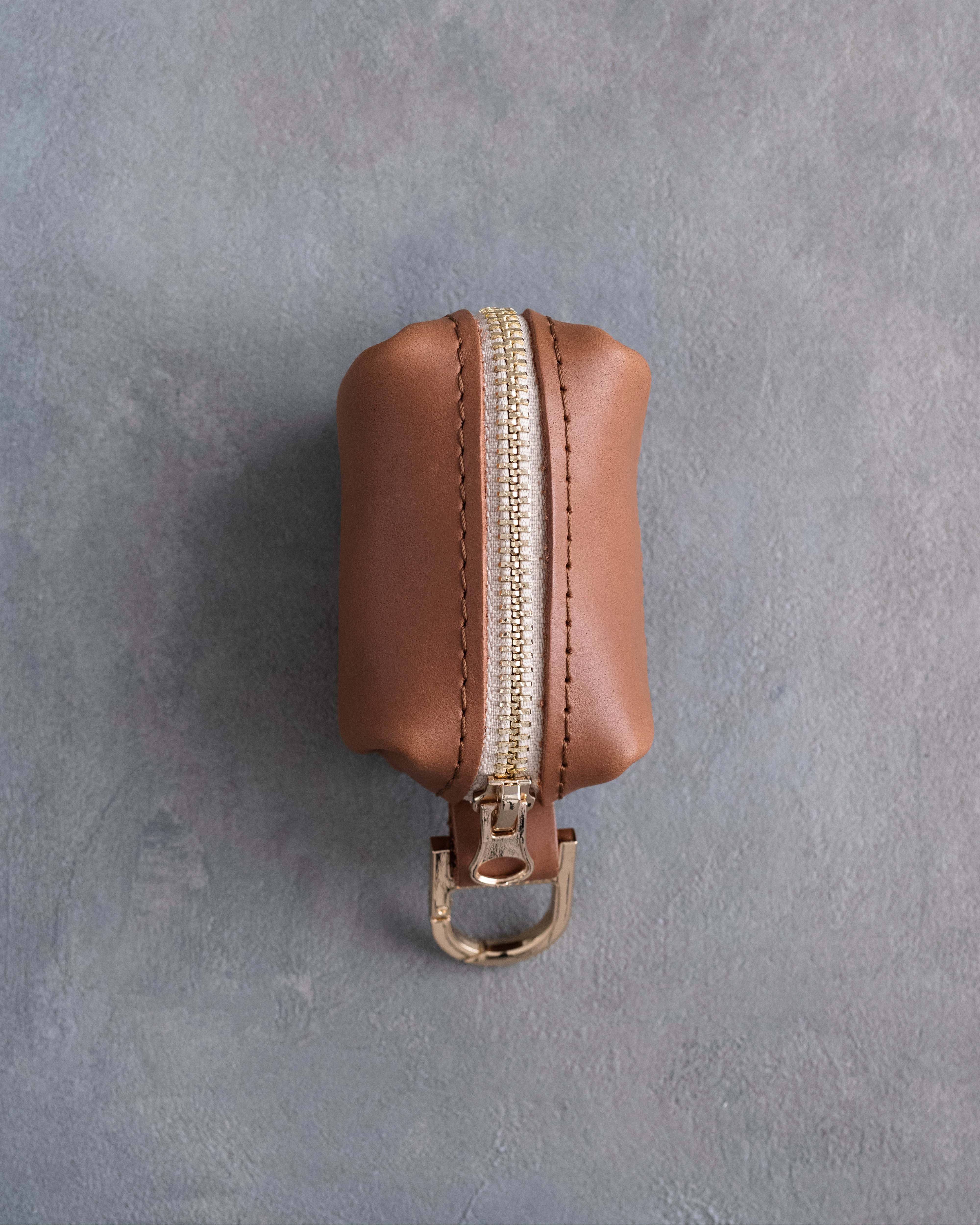 Caramel Leather Dog Poop Bag Holder