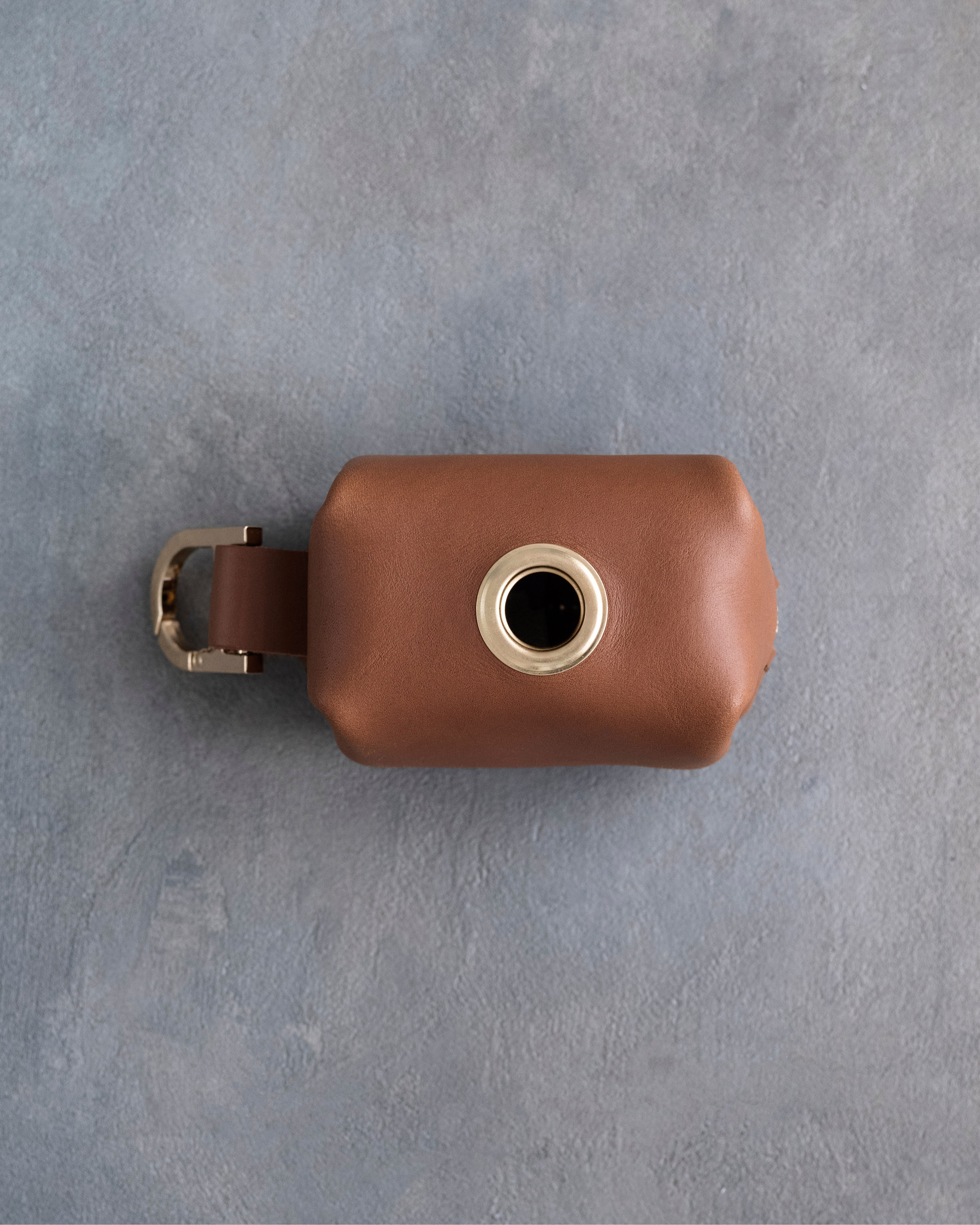 Caramel Leather Dog Poop Bag Holder