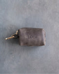 Country Gray Leather Dog Poop Bag Holder