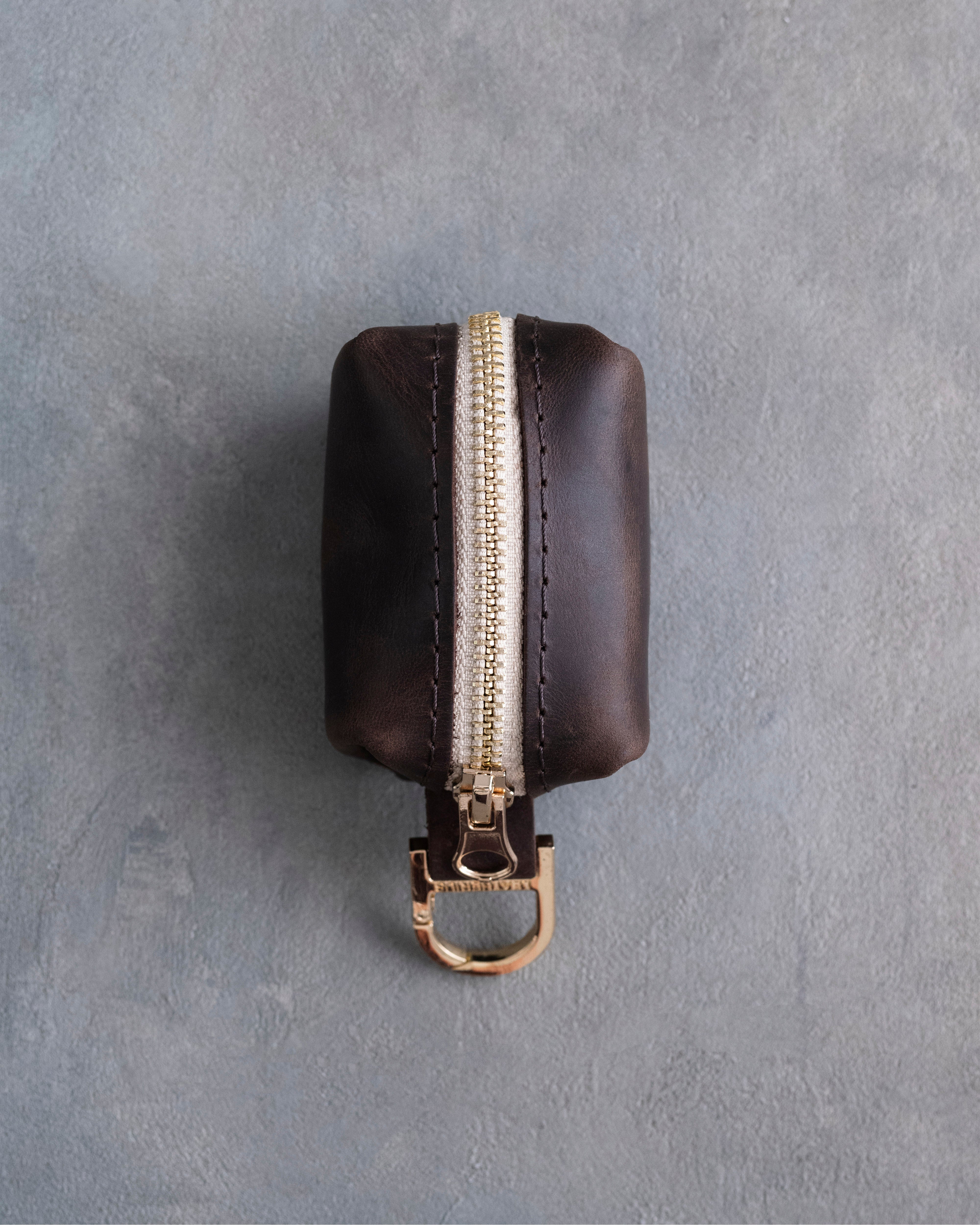 Dark Espresso Leather Dog Poop Bag Holder