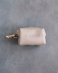 Gray Sand Leather Dog Poop Bag Holder