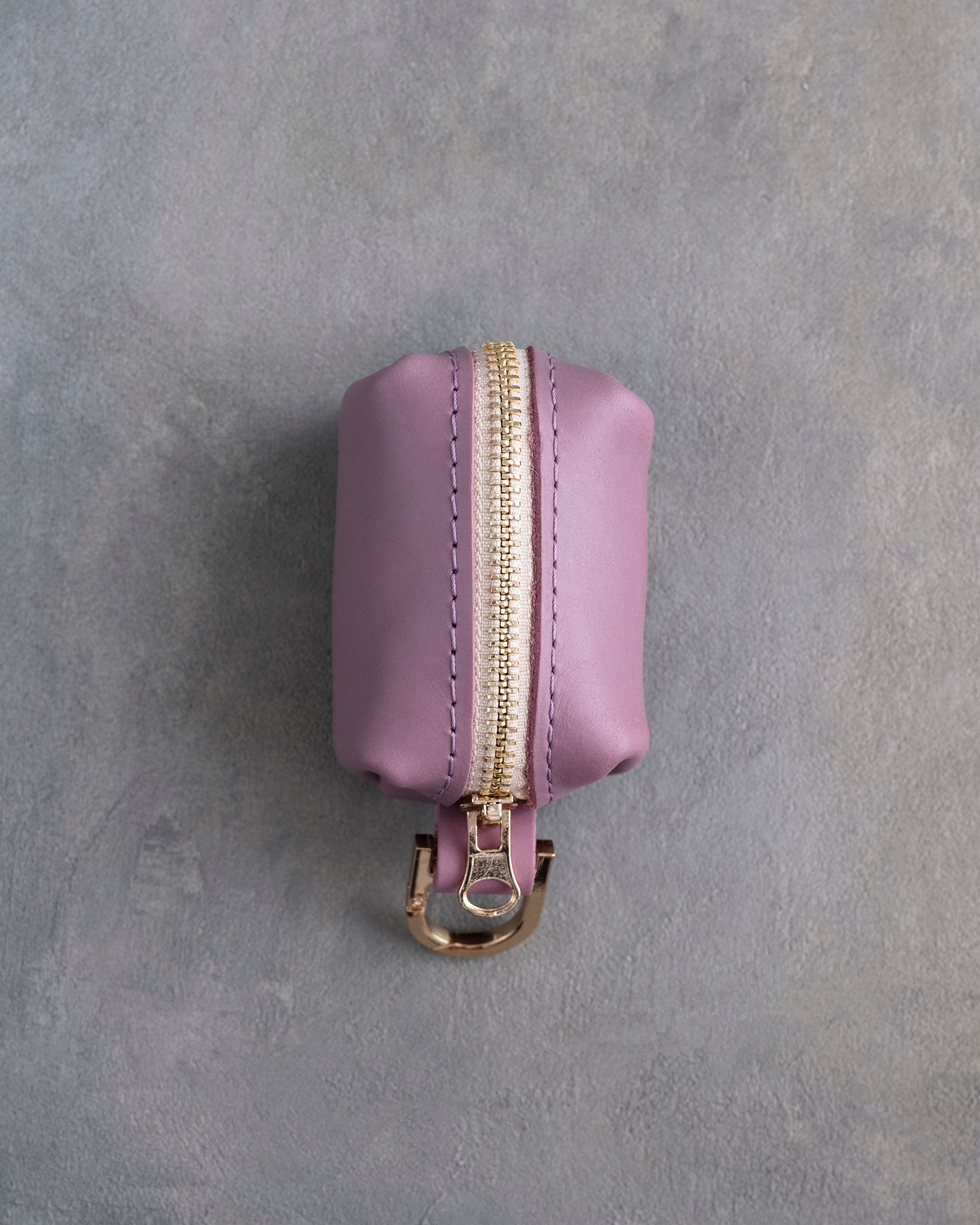 Lilac Leather Dog Poop Bag Holder