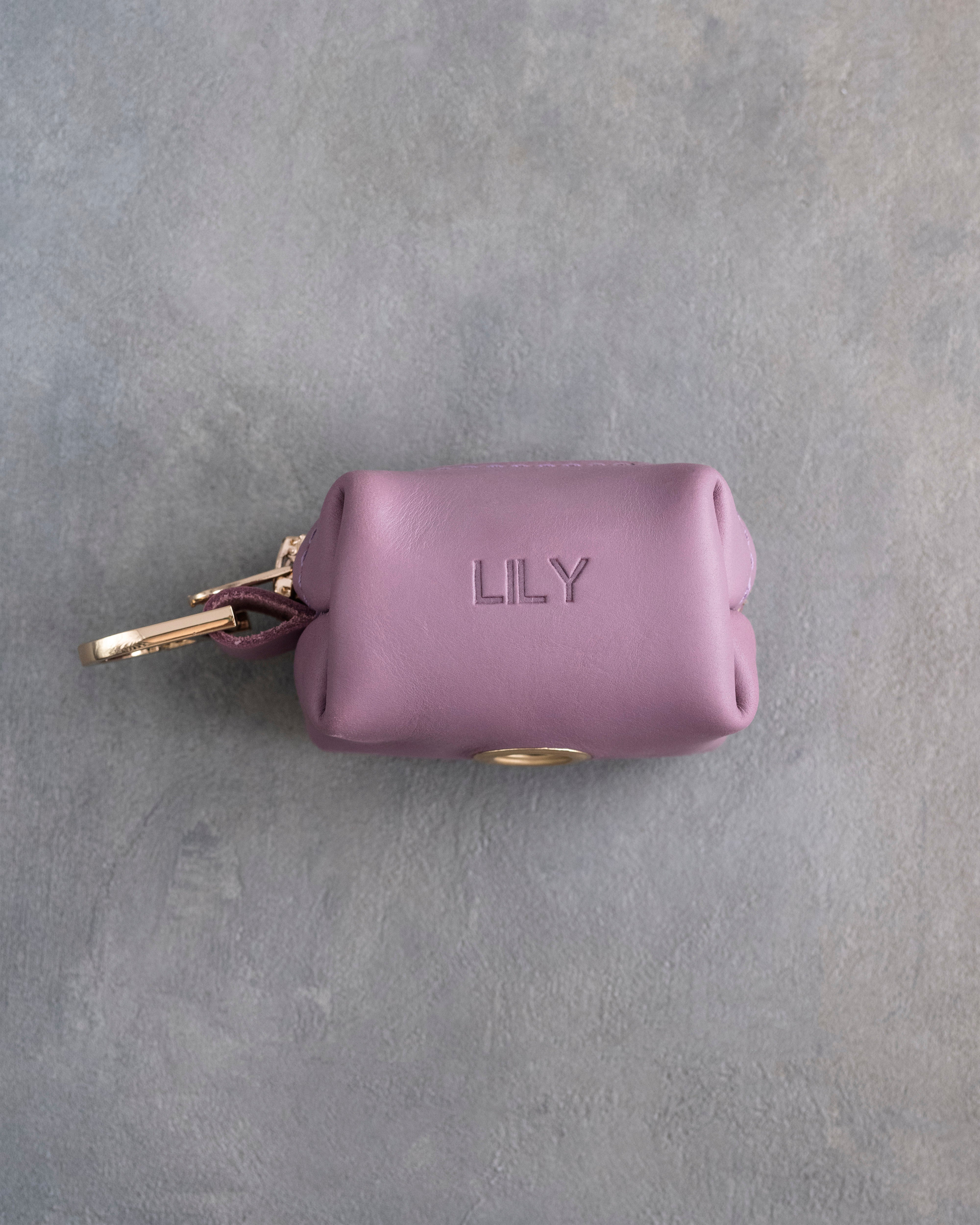 Lilac Leather Dog Poop Bag Holder