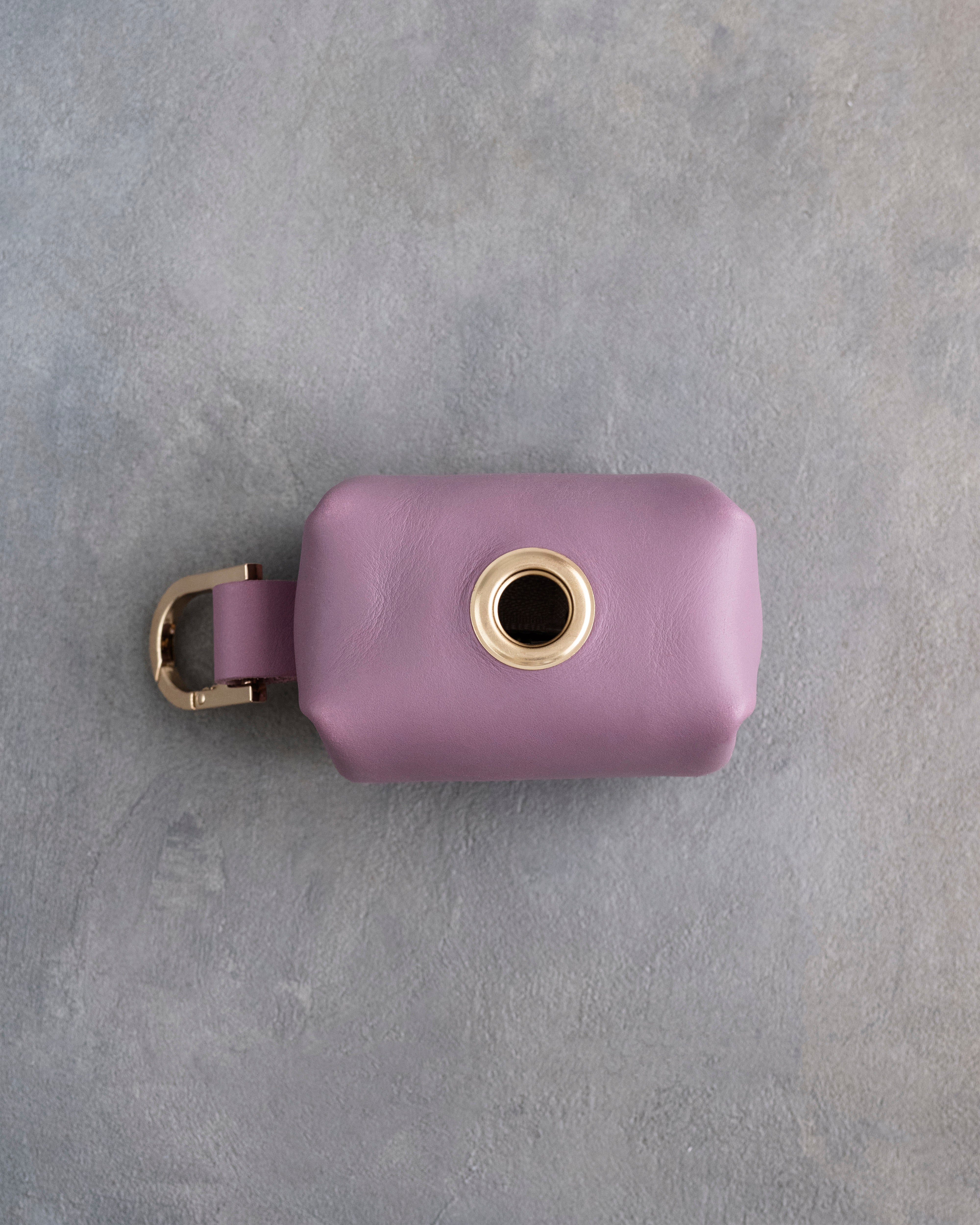 Lilac Leather Dog Poop Bag Holder