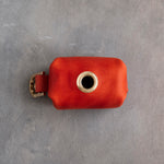 Poppy Red Leather Dog Poop Bag Holder made to order