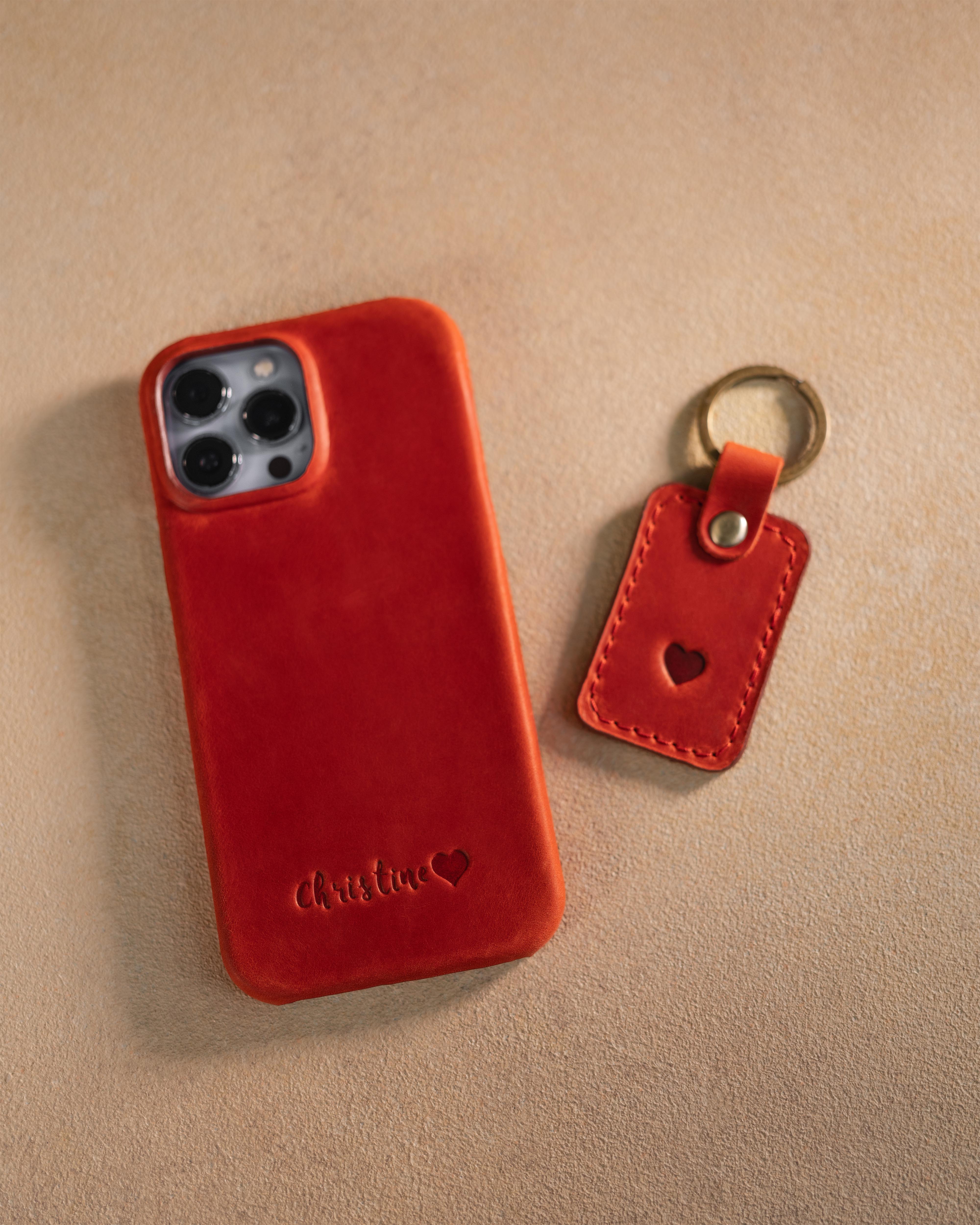 Personalized leather iPhone 14 pro max case