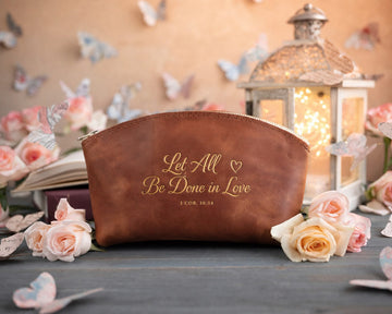 1 corinthians 16:14 makeup bag – "let all be done in love" bible verse gift