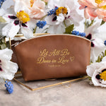 Let All Be Done In Love 1 Cor. 16:14 full-grain leather makeup bag, Christian scripture gift