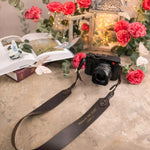 Walk In The Light 1 John 1:7 Dark Espresso full-grain leather camera strap, Christian scripture gift