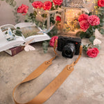 Walk In The Light 1 John 1:7 Indian Summer full-grain leather camera strap, Christian scripture gift