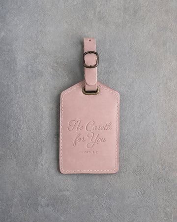 1 peter 5:7 luggage tag – "he careth for you" bible verse gift