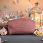 He Careth For You 1 Pet. 5:7 full-grain leather makeup bag, Christian scripture gift